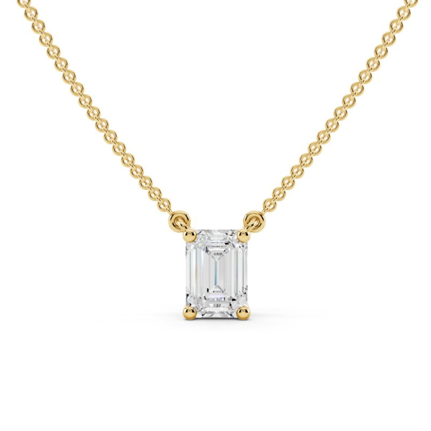 1/2 Carat Emerald Cut Diamond Pendant Necklace in 14K yellow gold by Seema Fine Jewelry