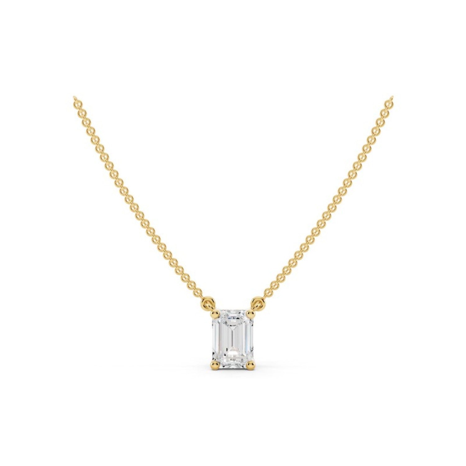 1/2 Carat Emerald Cut Diamond Pendant Necklace, detail view 1