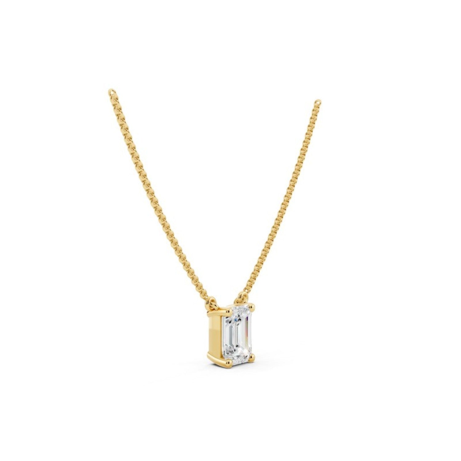 1/2 Carat Emerald Cut Diamond Pendant Necklace, detail view 2