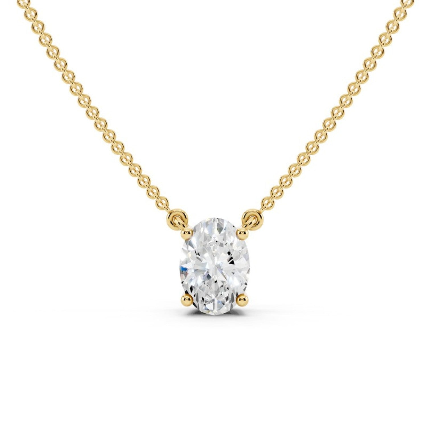1/2 Carat Oval Diamond Pendant Necklace in 14K yellow gold by Seema Fine Jewelry