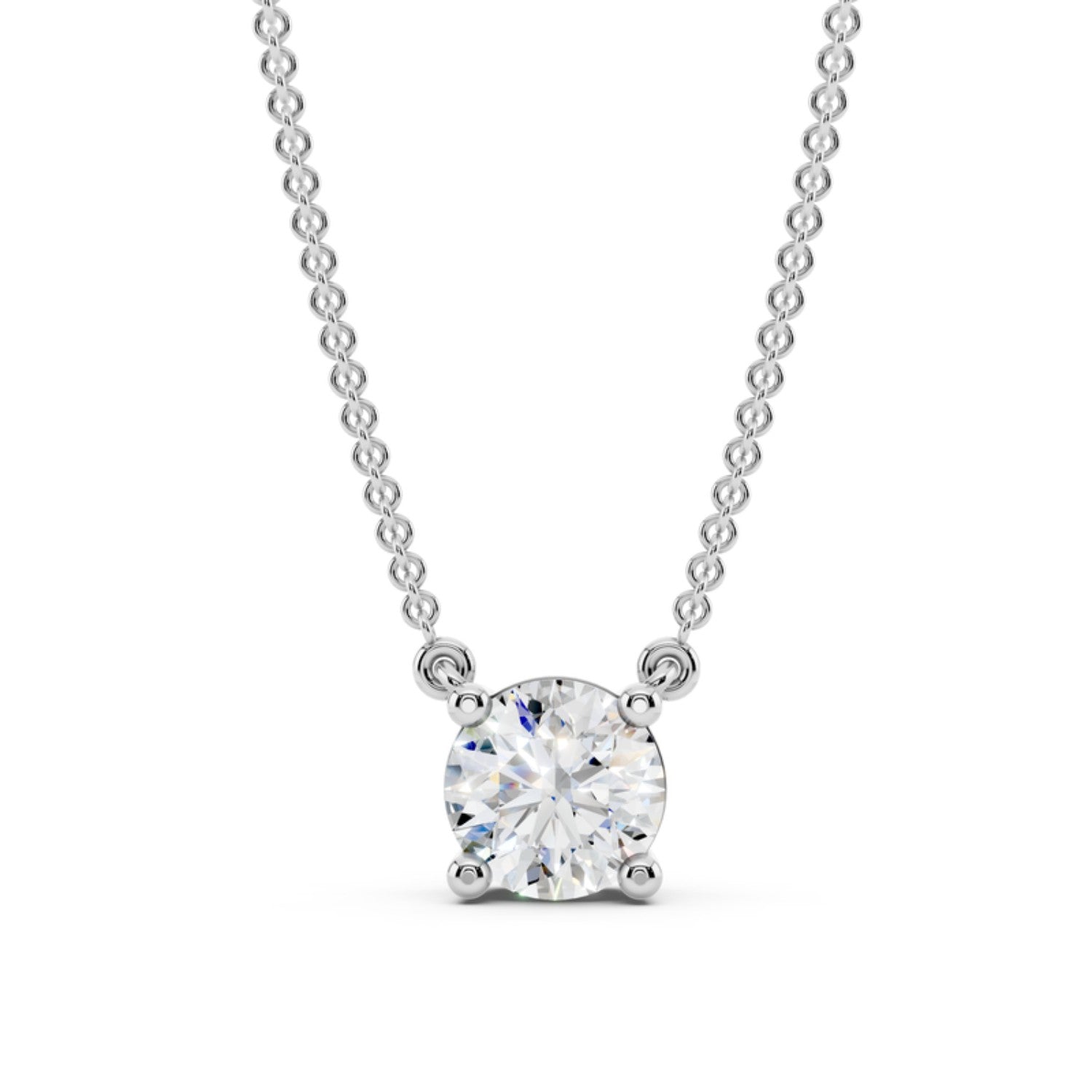 1/2 Carat Round Diamond Solitaire Necklace in 14K white gold