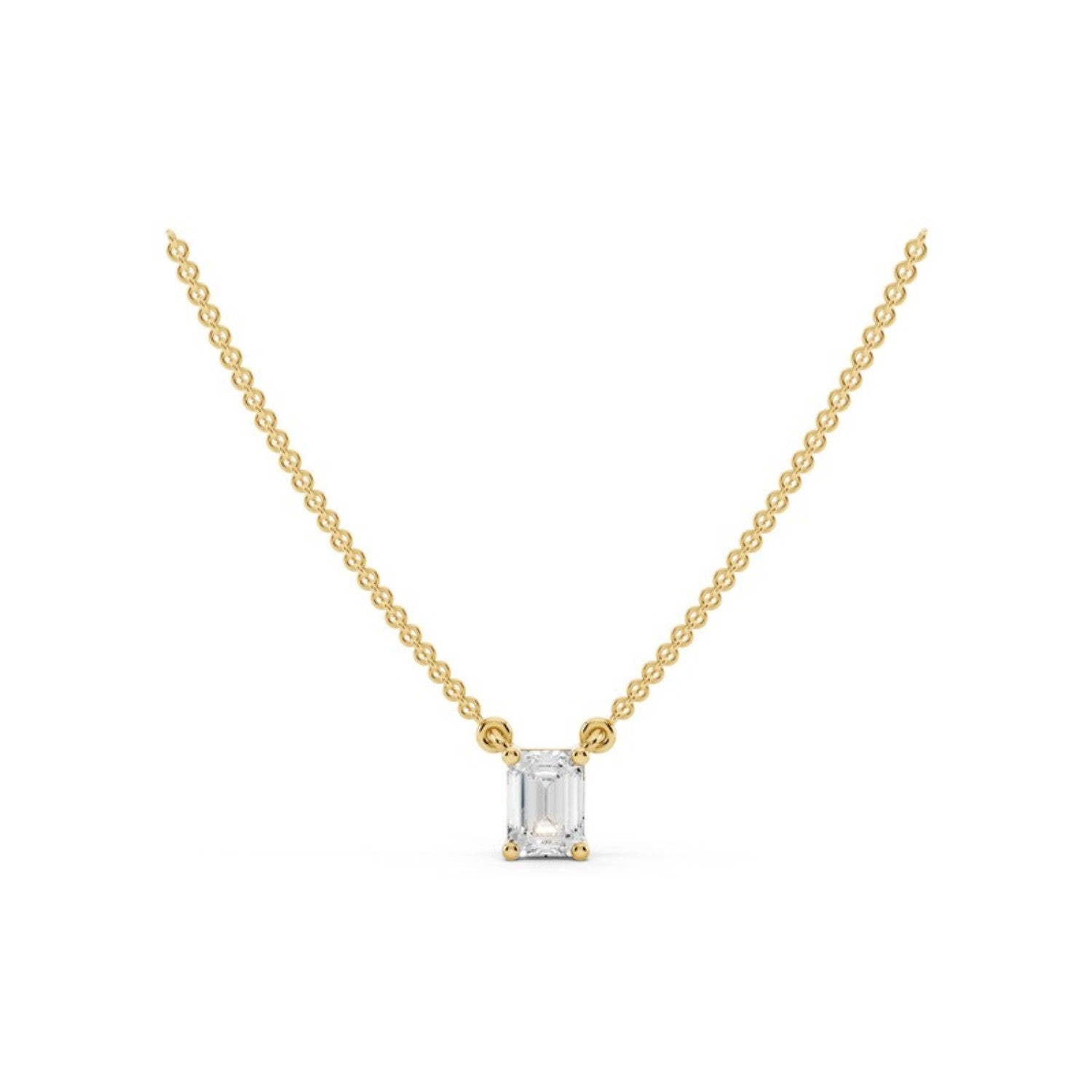 1/4 Carat Emerald Cut Diamond Pendant Necklace, detail view 1