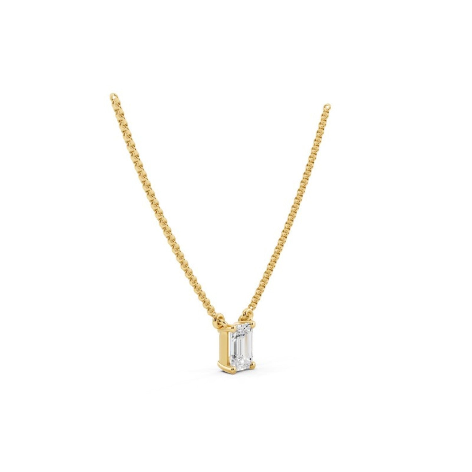1/4 Carat Emerald Cut Diamond Pendant Necklace, detail view 2