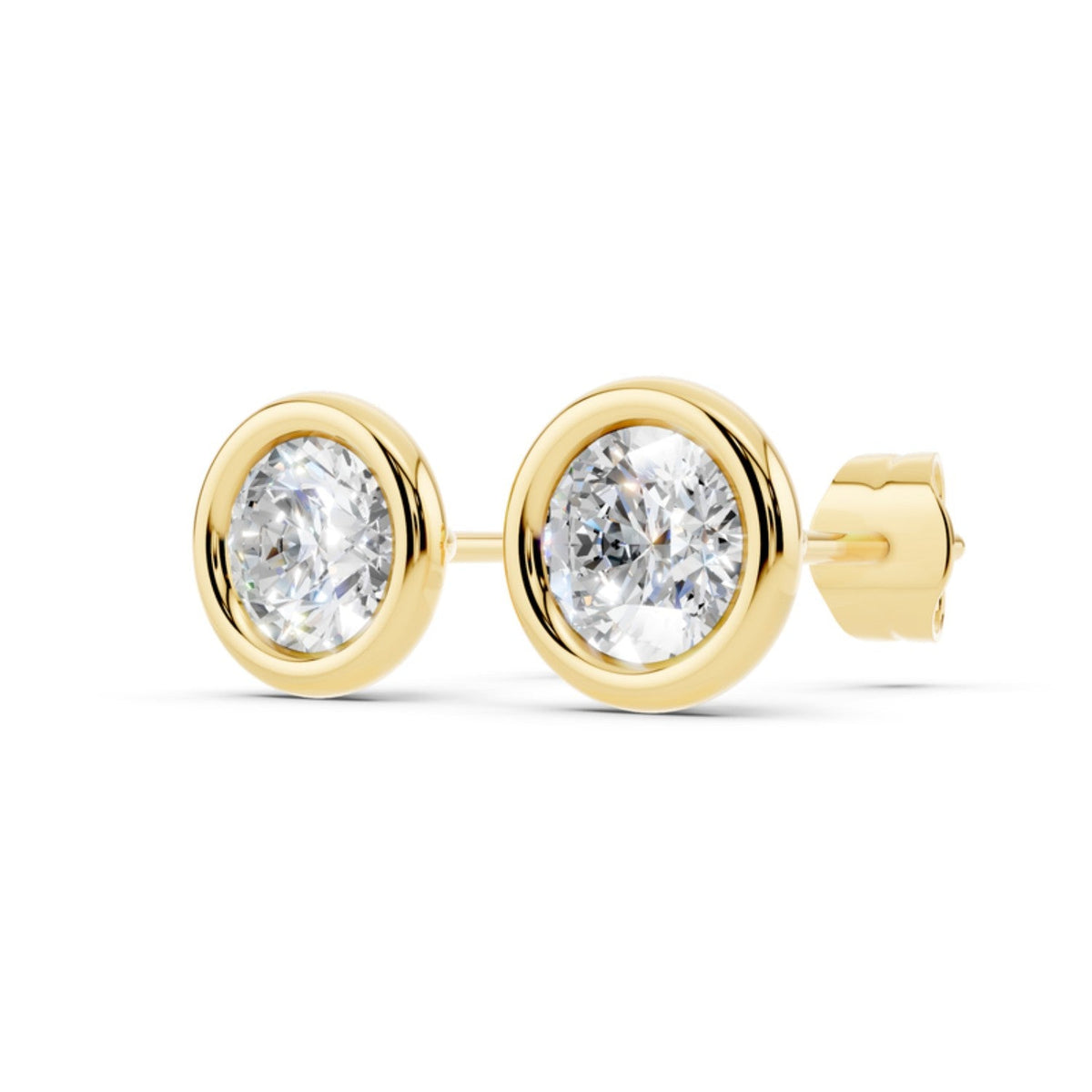 1 Carat Bezel Set Diamond Studs