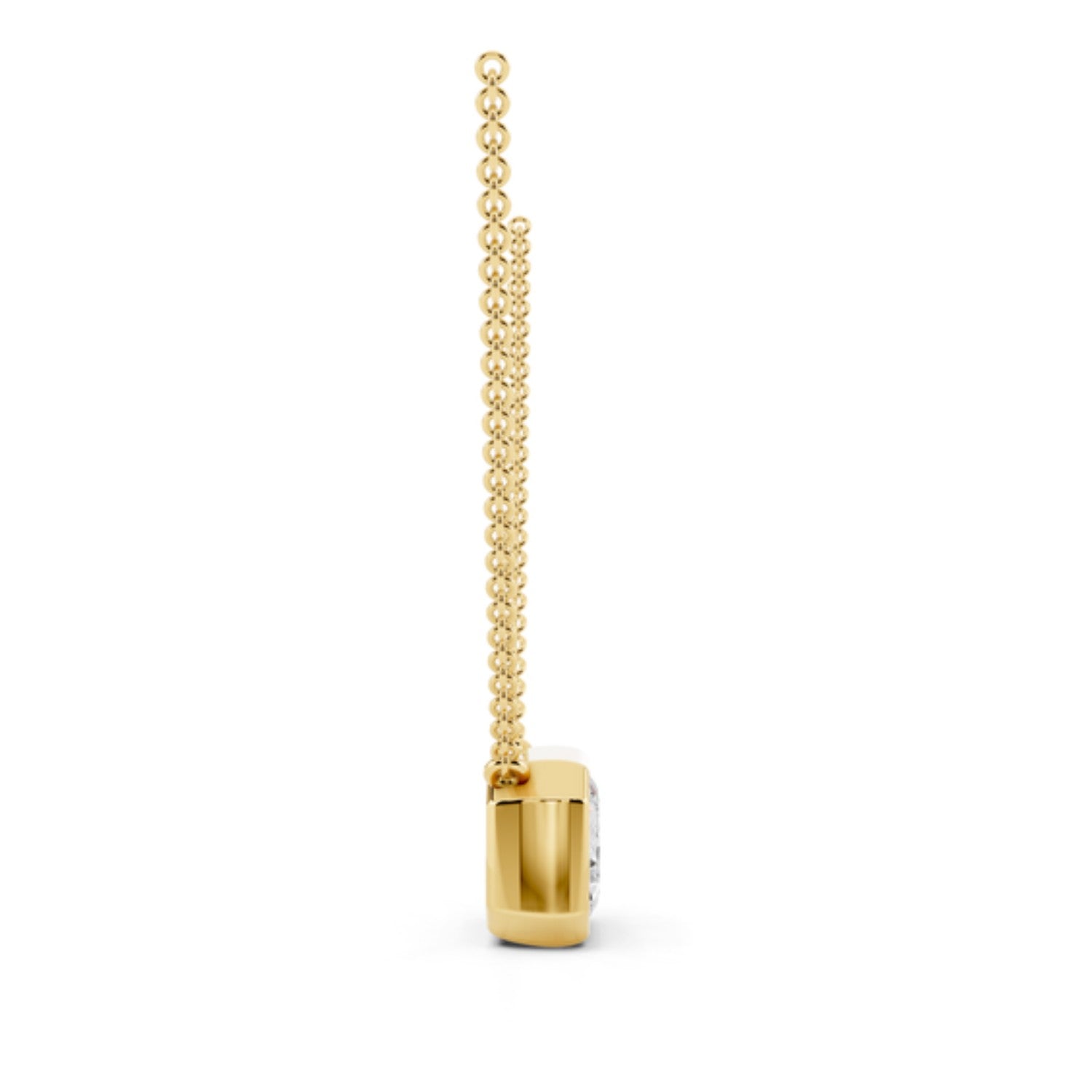 1 Carat Emerald Cut Bezel Necklace in 14K rose gold