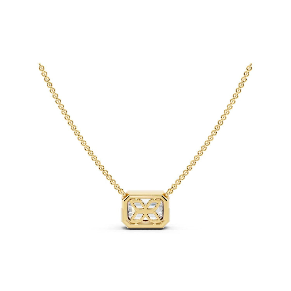1 Carat Emerald Cut Bezel Necklace