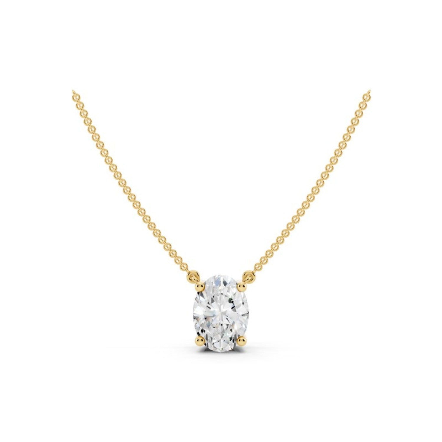 1 Carat Oval Diamond Pendant Necklace, detail view 1