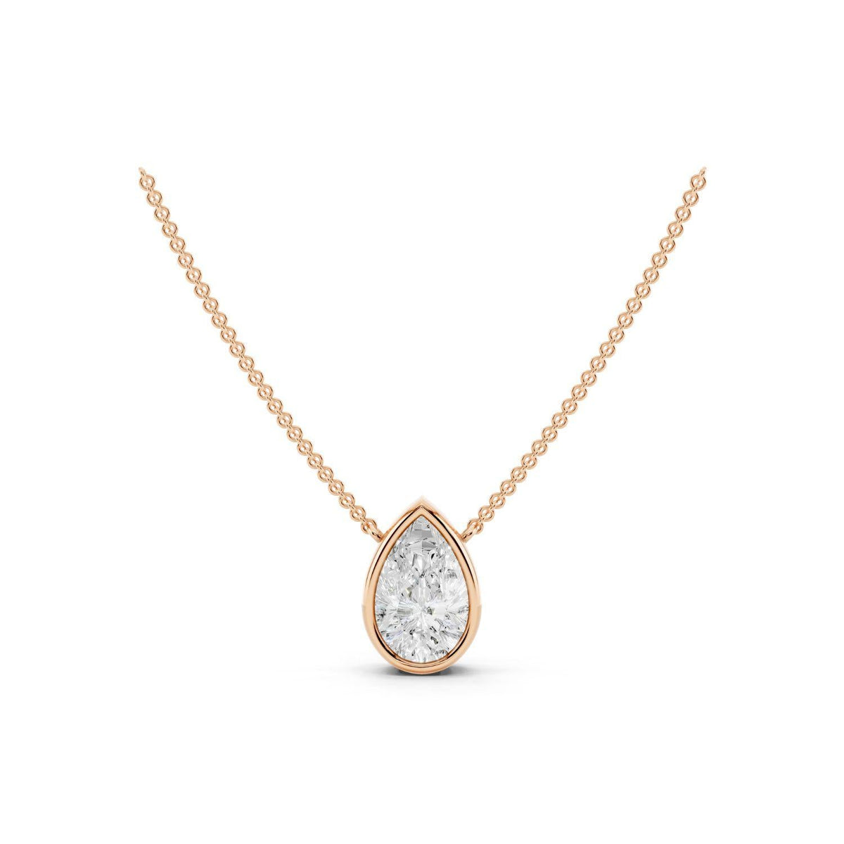 1 Carat Pear Bezel Diamond Necklace