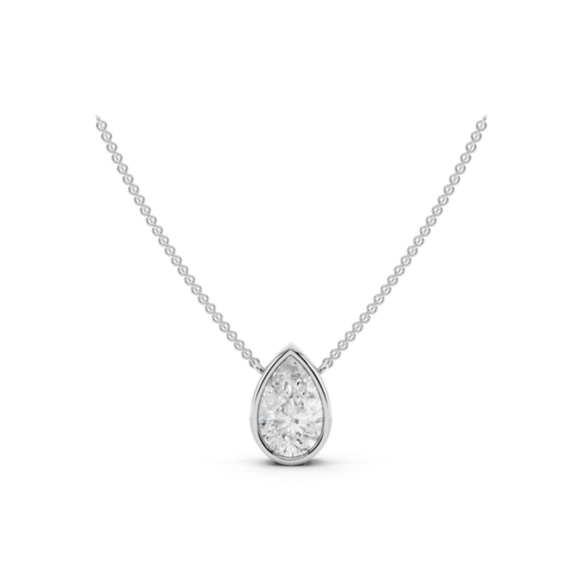 1 Carat Pear Bezel Diamond Necklace