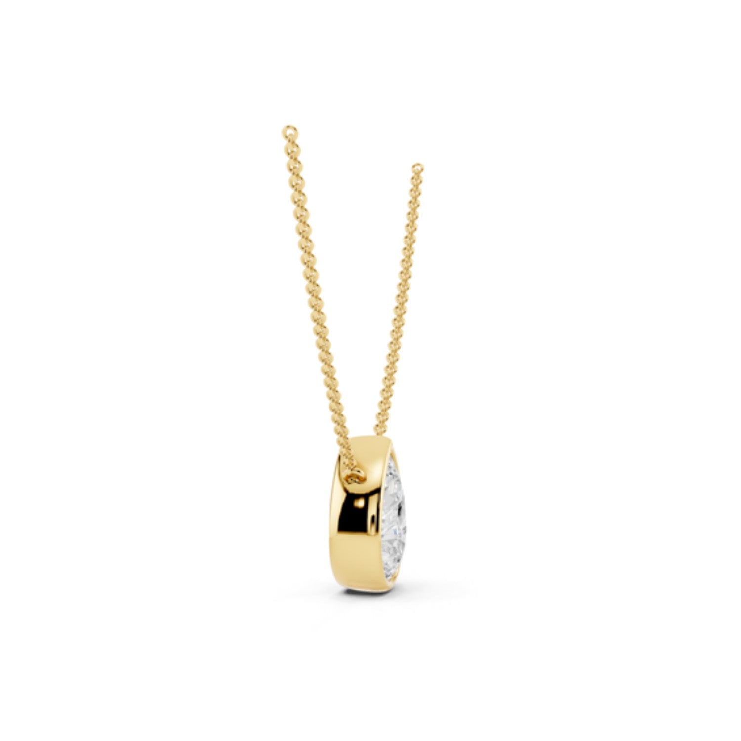 1 Carat Pear Bezel Diamond Necklace, detail view 2