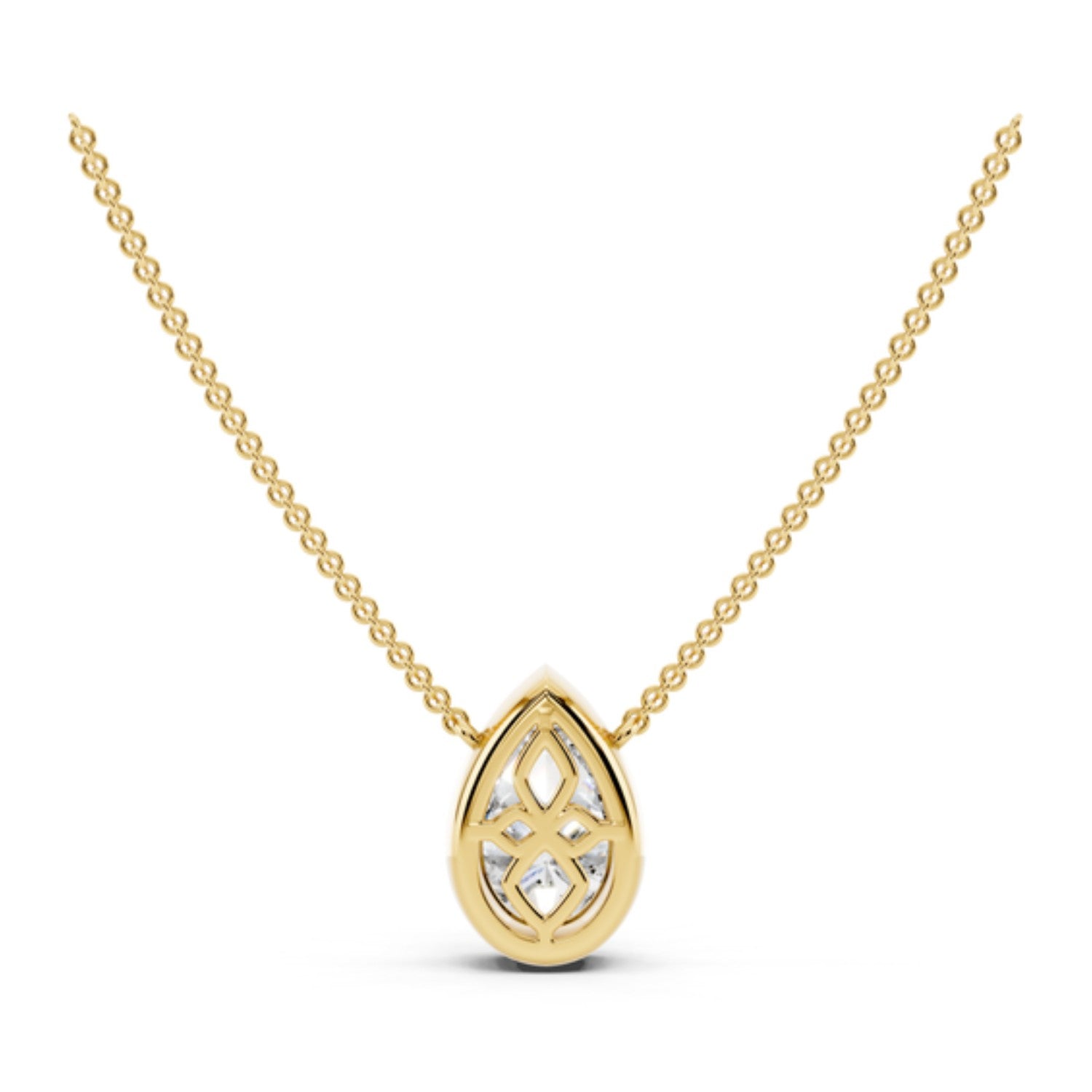 1 Carat Pear Bezel Diamond Necklace, detail view 3