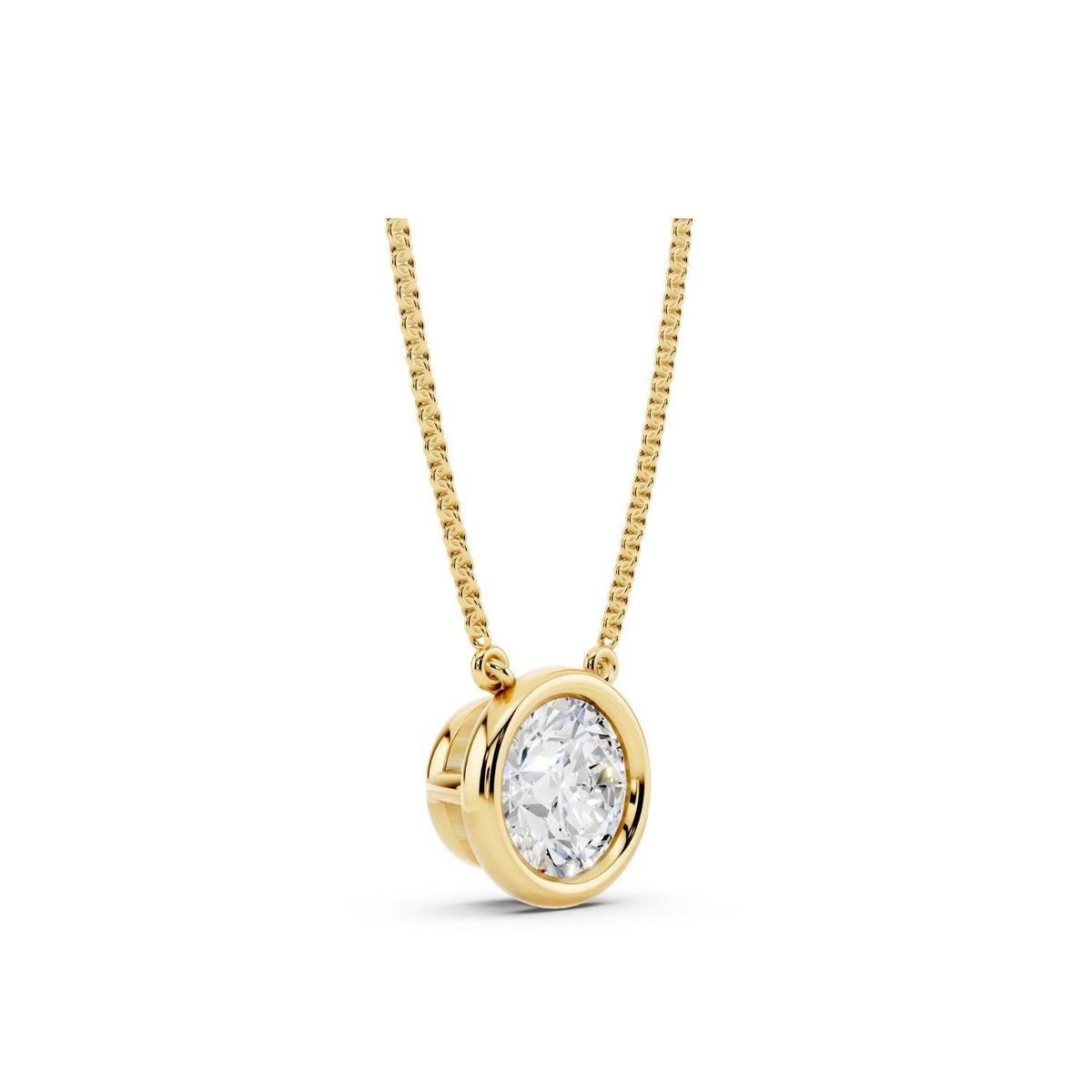 1 Carat Round Bezel Diamond Necklace