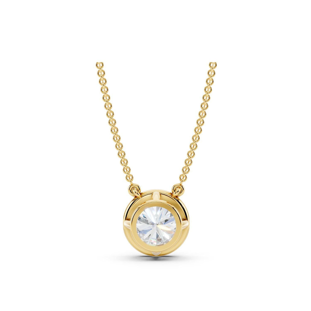 1 Carat Round Bezel Diamond Necklace