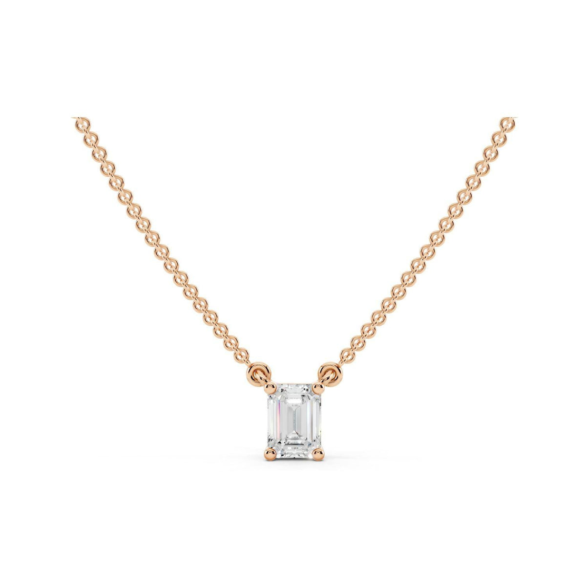 1/4 Carat Emerald Cut Diamond Pendant Necklace