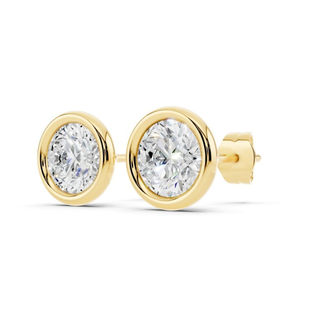 2 Carat Bezel Set Diamond Studs