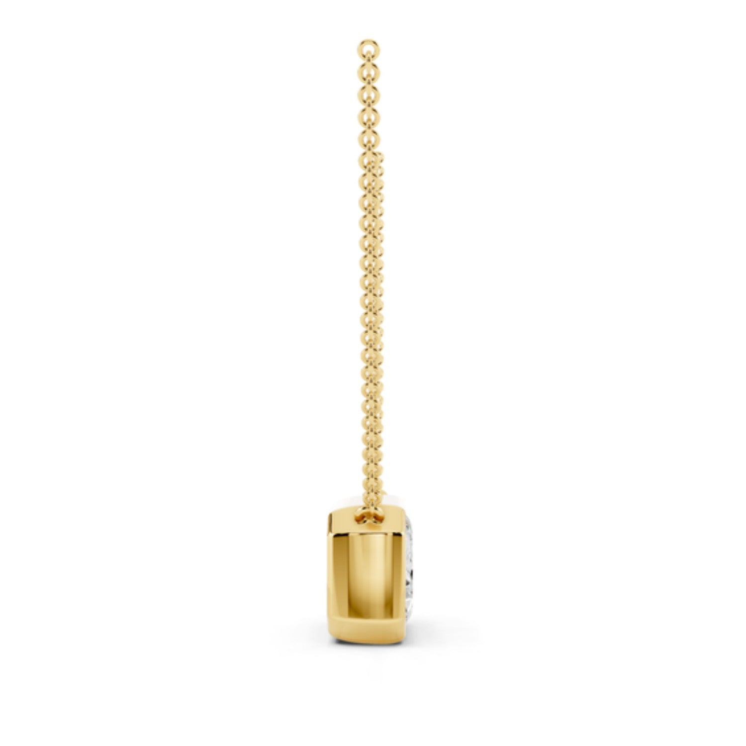 2 Carat Emerald Cut Bezel Necklace in 14K rose gold