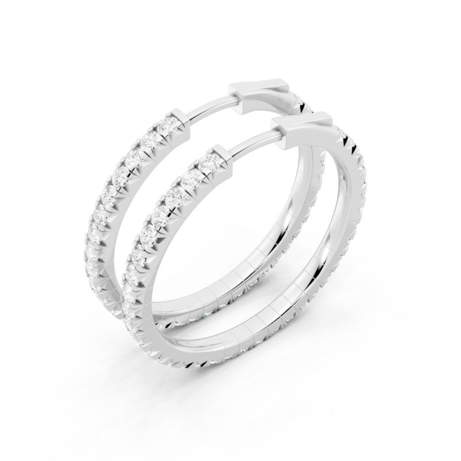 2 Carat Lab Grown Diamond Hoop Earrings in 14K white gold
