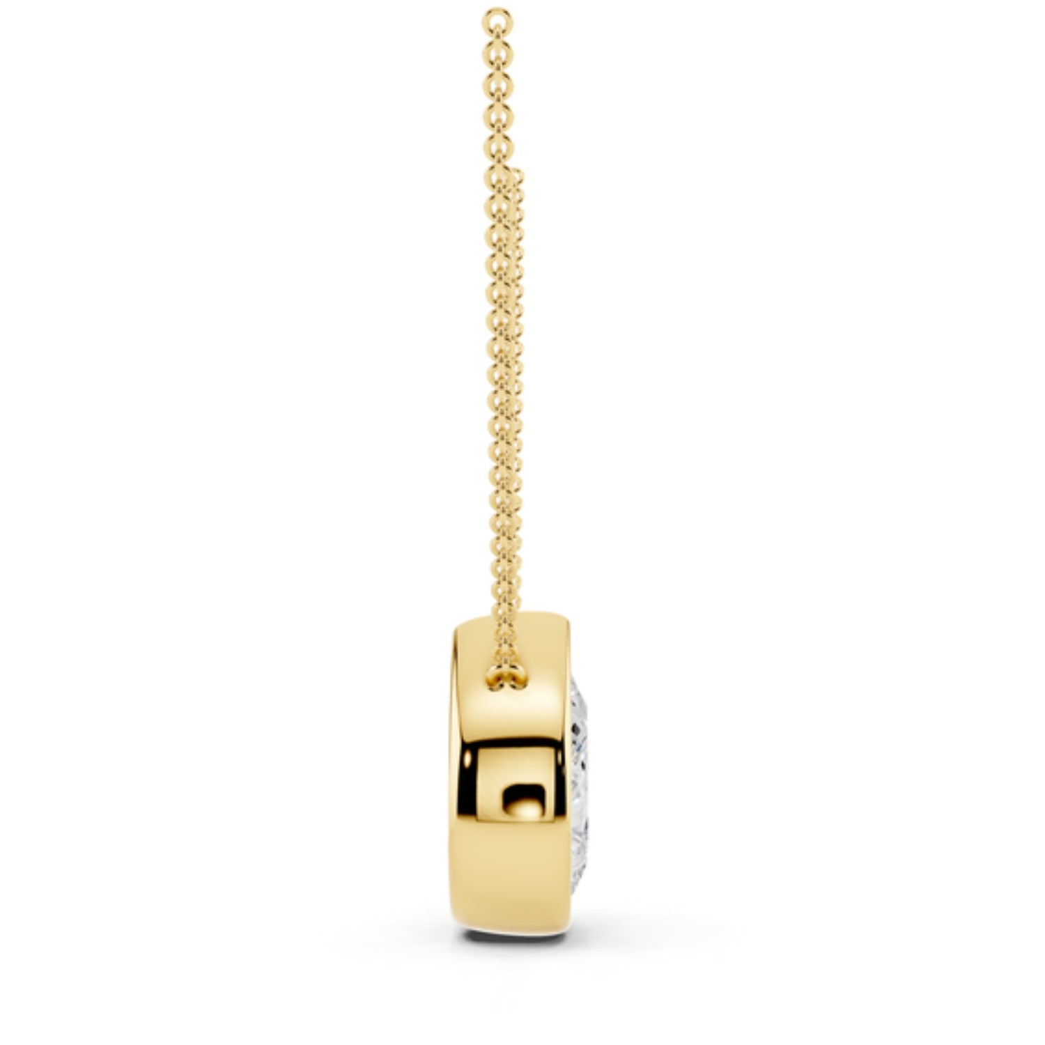 2 Carat Pear Bezel Diamond Necklace in 14K rose gold