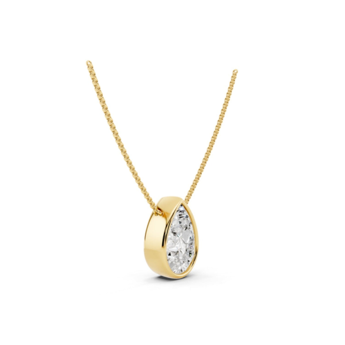 2 Carat Pear Bezel Diamond Necklace