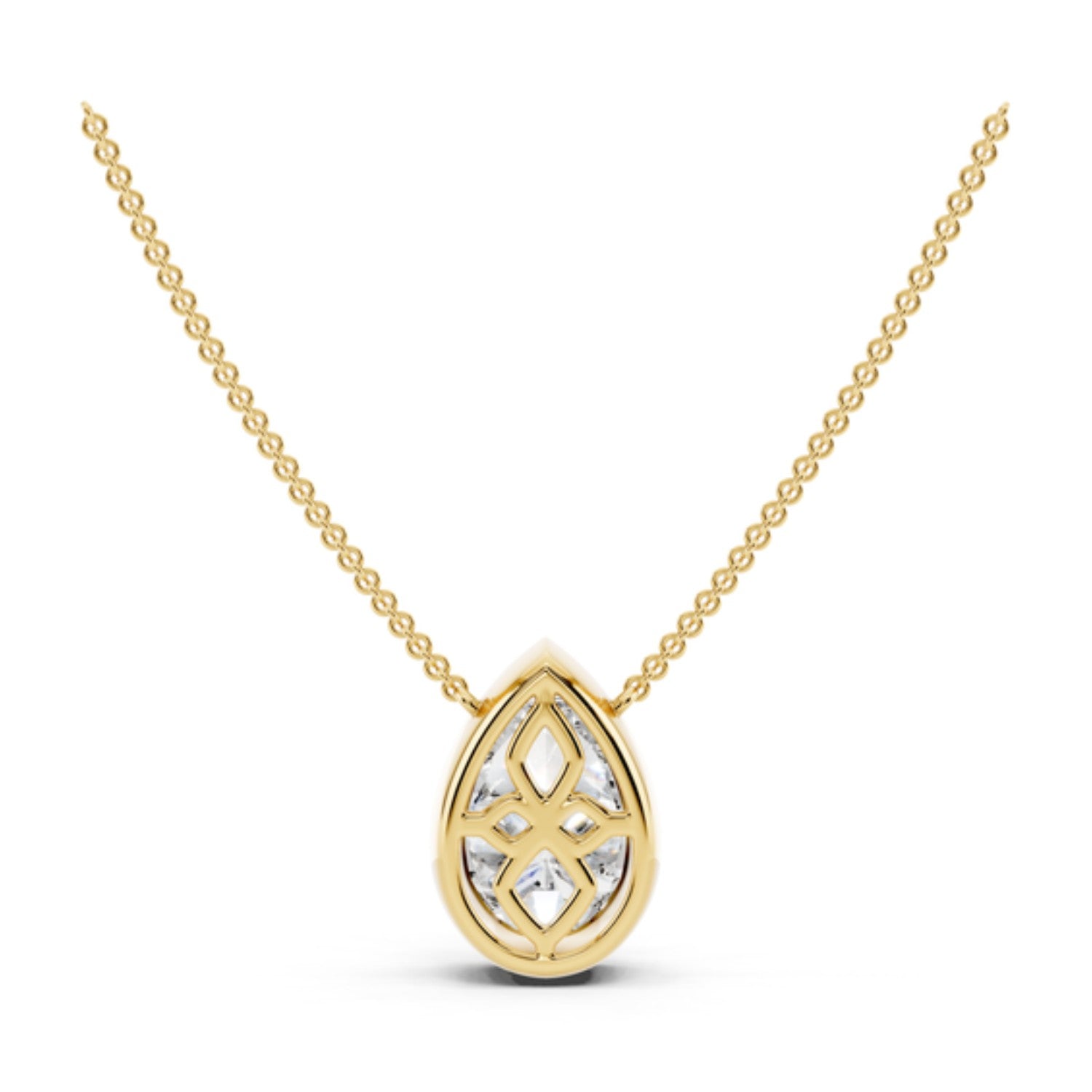 2 Carat Pear Bezel Diamond Necklace, detail view 2
