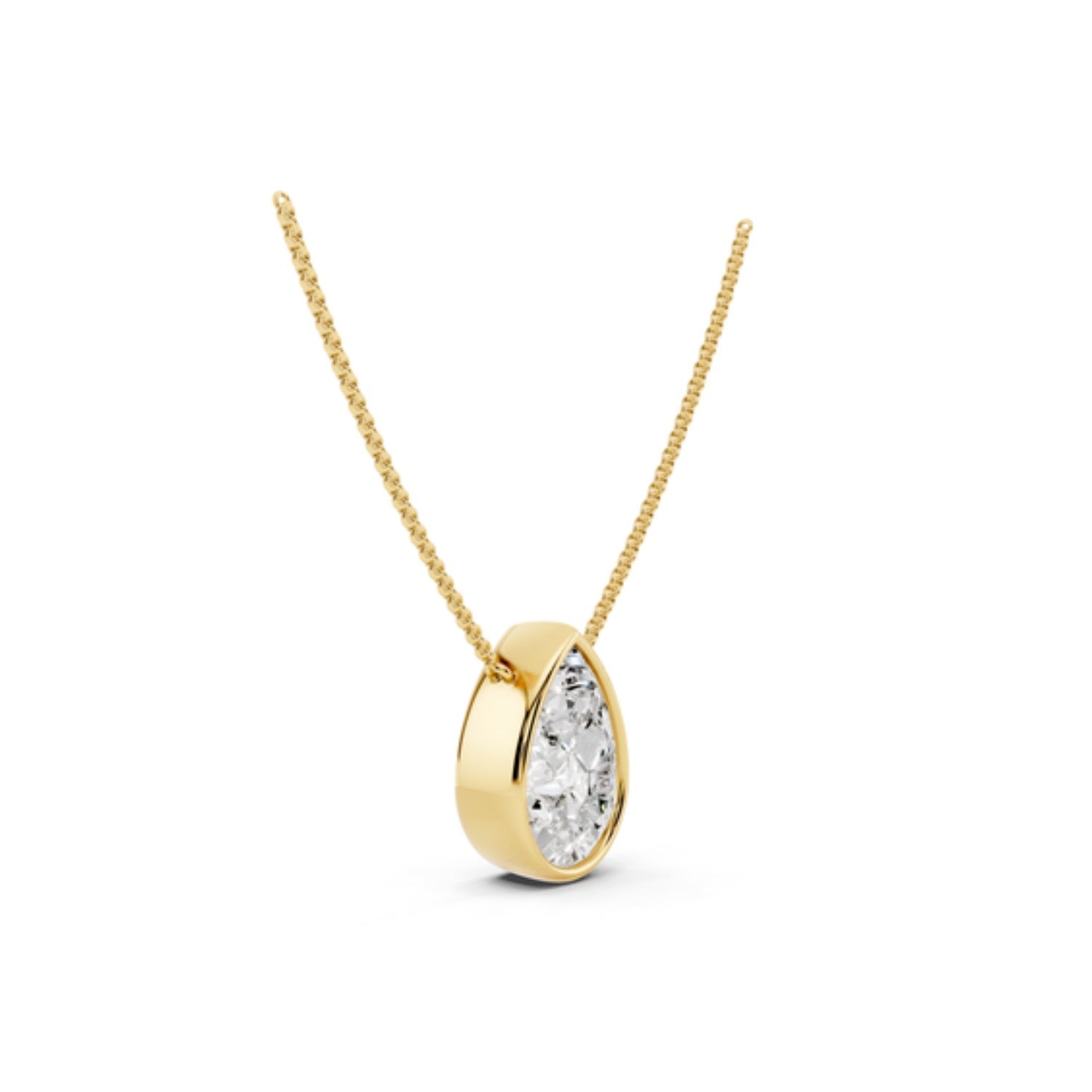 2 Carat Pear Bezel Diamond Necklace, detail view 3