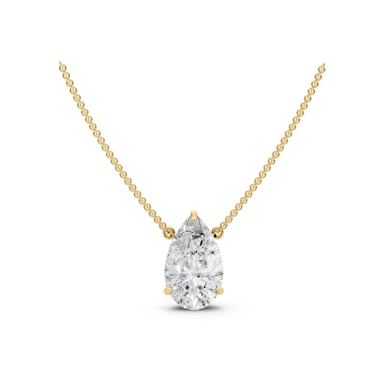2 Carat Pear Solitaire Diamond Necklace