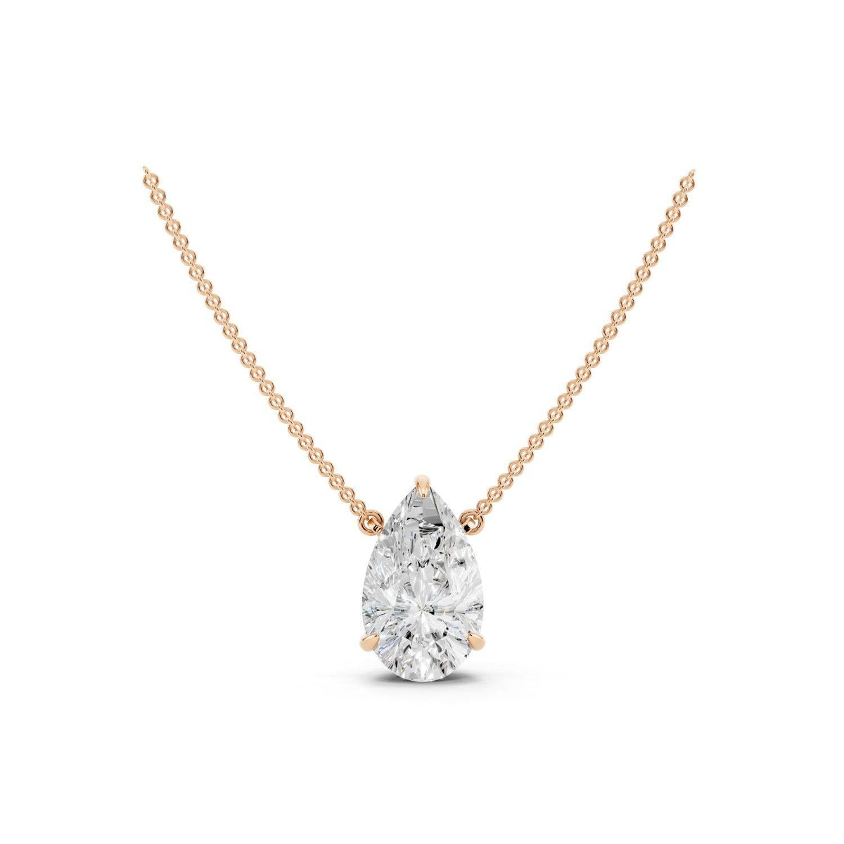 2 Carat Pear Solitaire Diamond Necklace