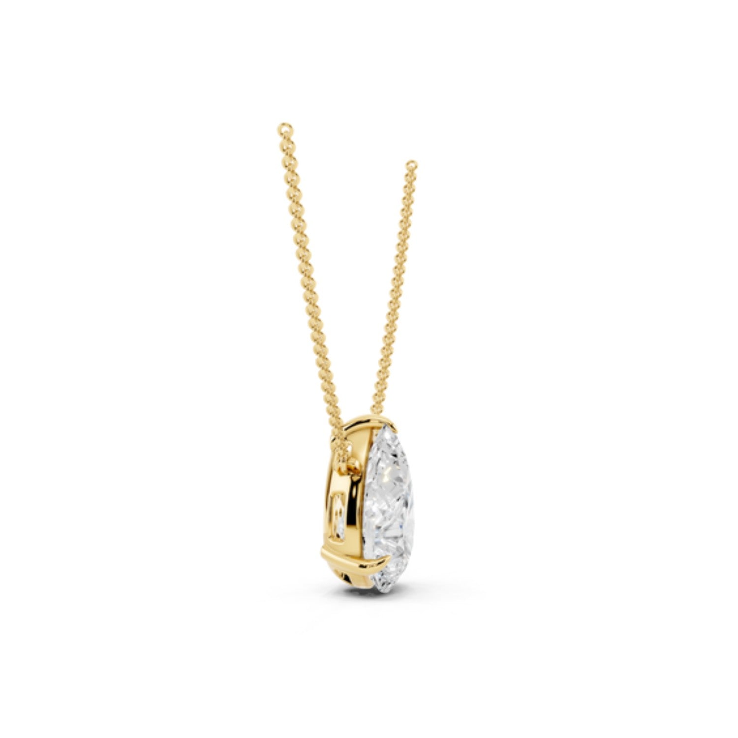 2 Carat Pear Solitaire Diamond Necklace, detail view 2