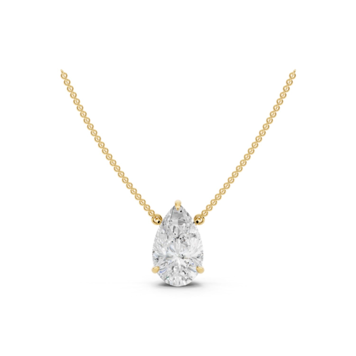 2 Carat Pear Solitaire Diamond Necklace, detail view 3