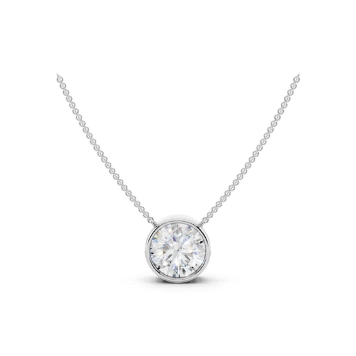 2 Carat Round Bezel Diamond Necklace