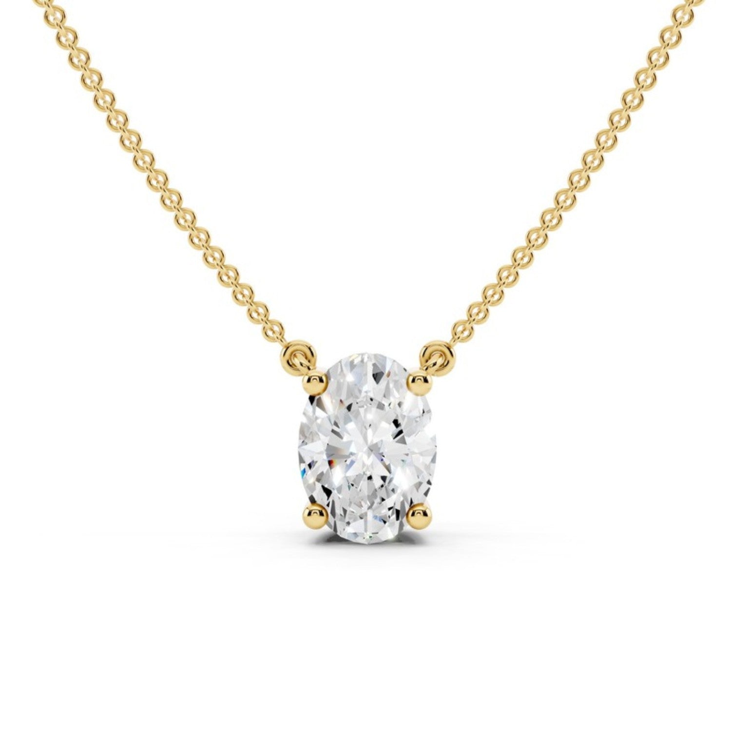 3/4 Carat Oval Diamond Pendant Necklace in 14K yellow gold by Seema Fine Jewelry