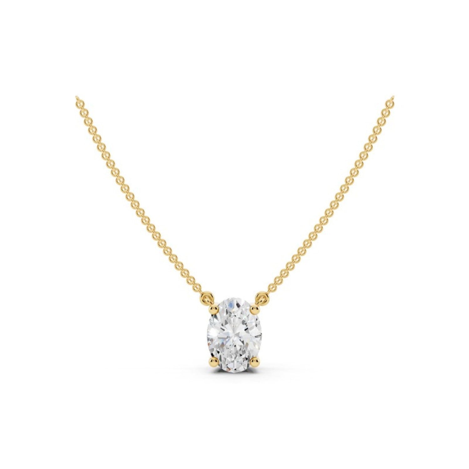 3/4 Carat Oval Diamond Pendant Necklace, detail view 1