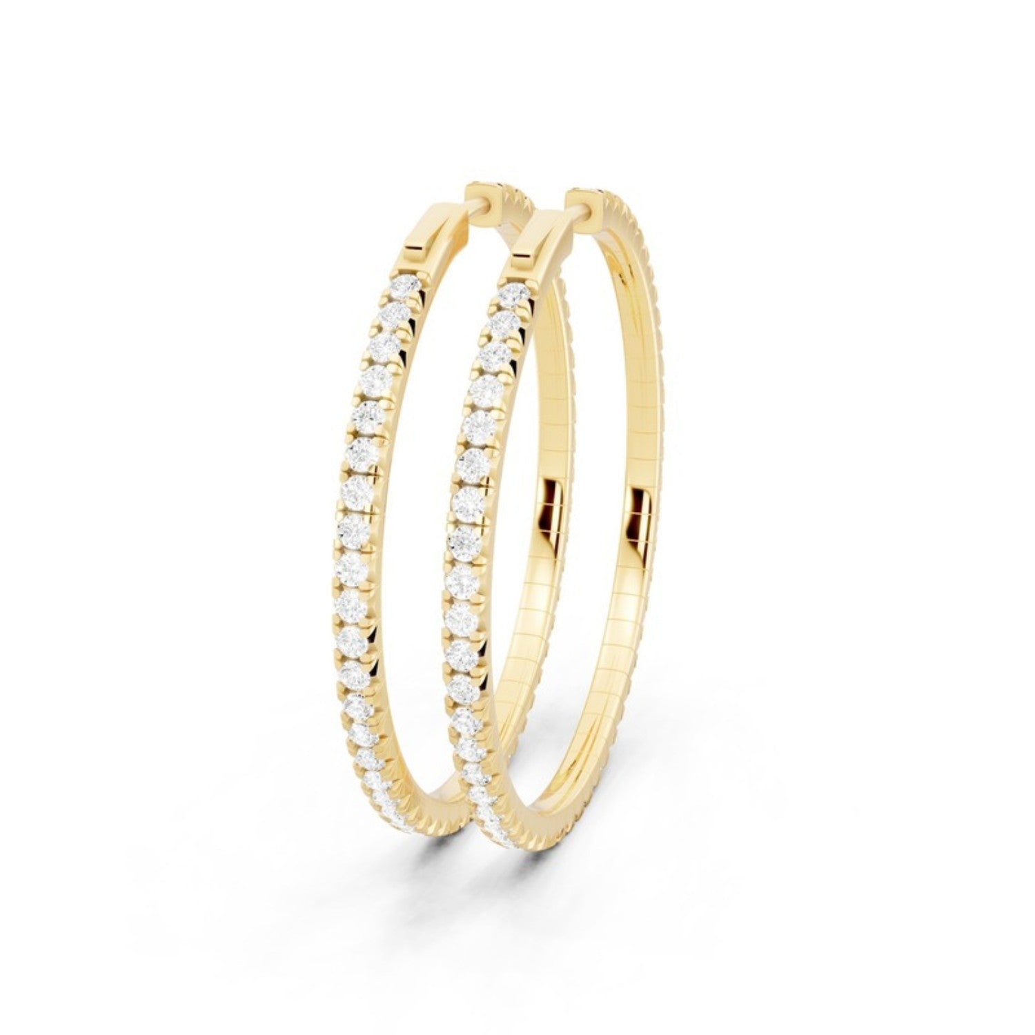 3 Carat Lab Grown Diamond Hoop Earrings, detail view 1