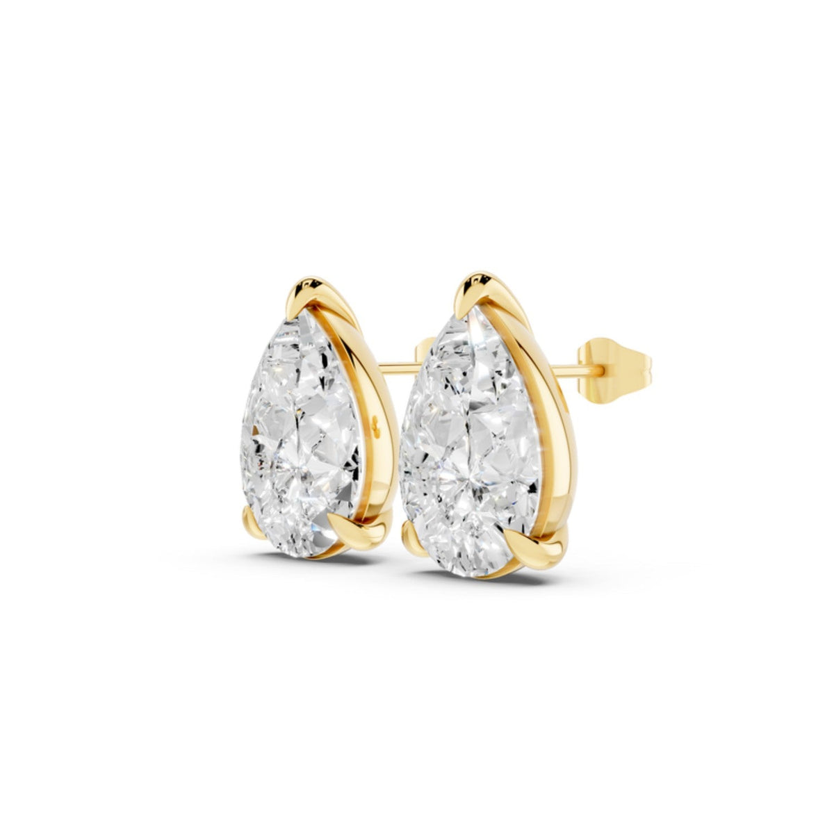 3 Carat Pear Diamond Stud Earrings