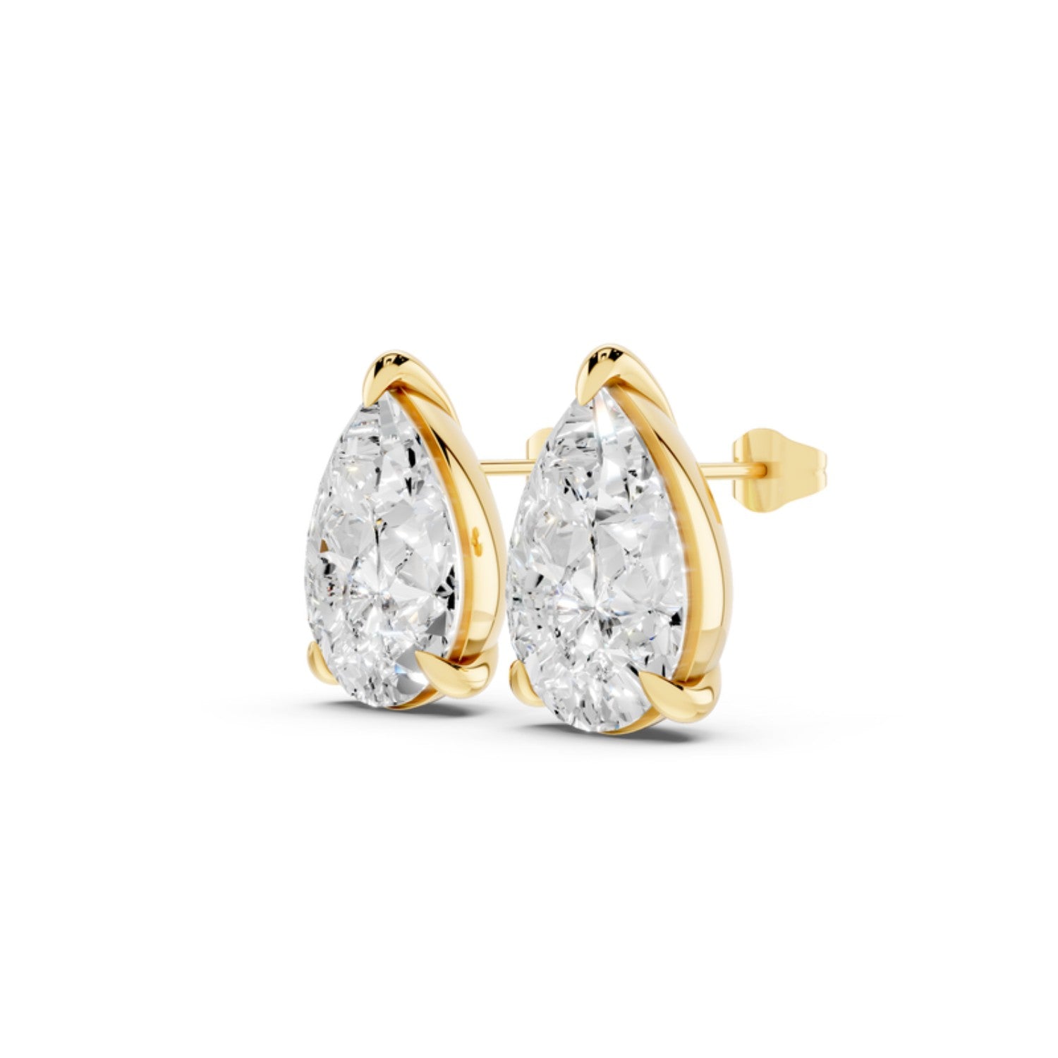3 Carat Pear Diamond Stud Earrings, detail view 1
