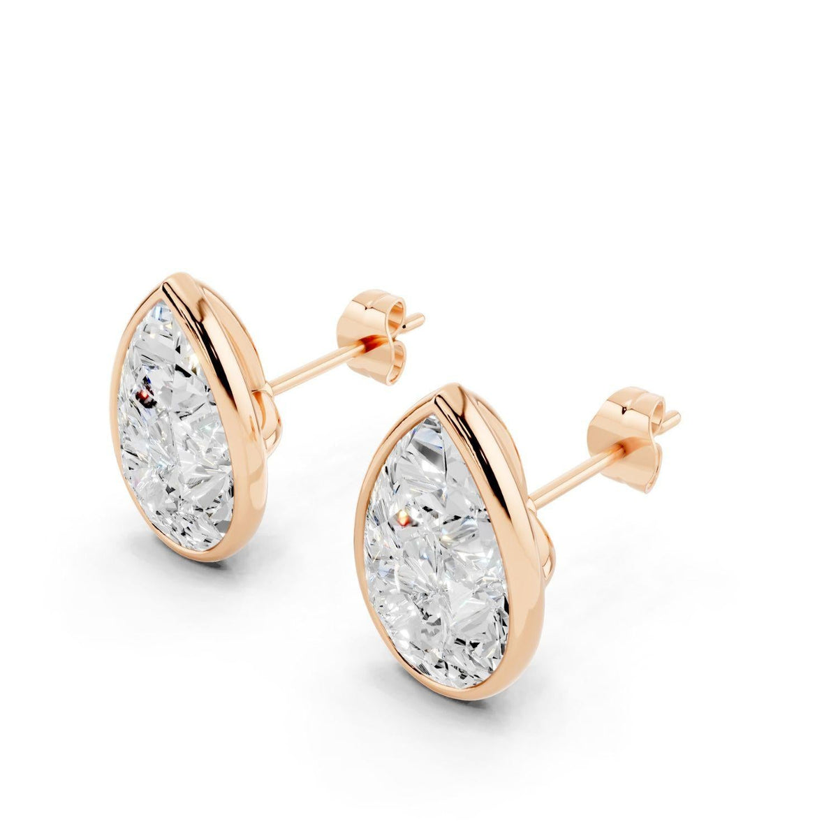 6 Carat Pear Bezel Diamond Studs