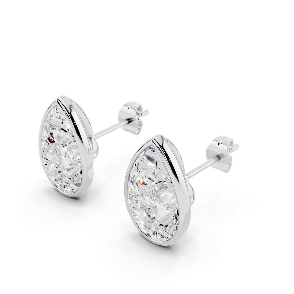 6 Carat Pear Bezel Diamond Studs