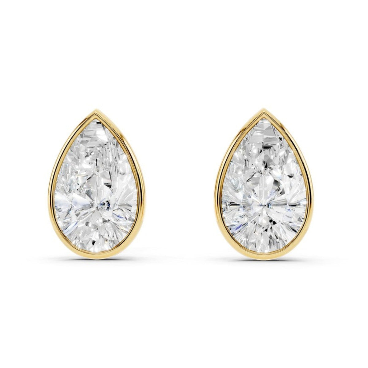 6 Carat Pear Bezel Diamond Studs