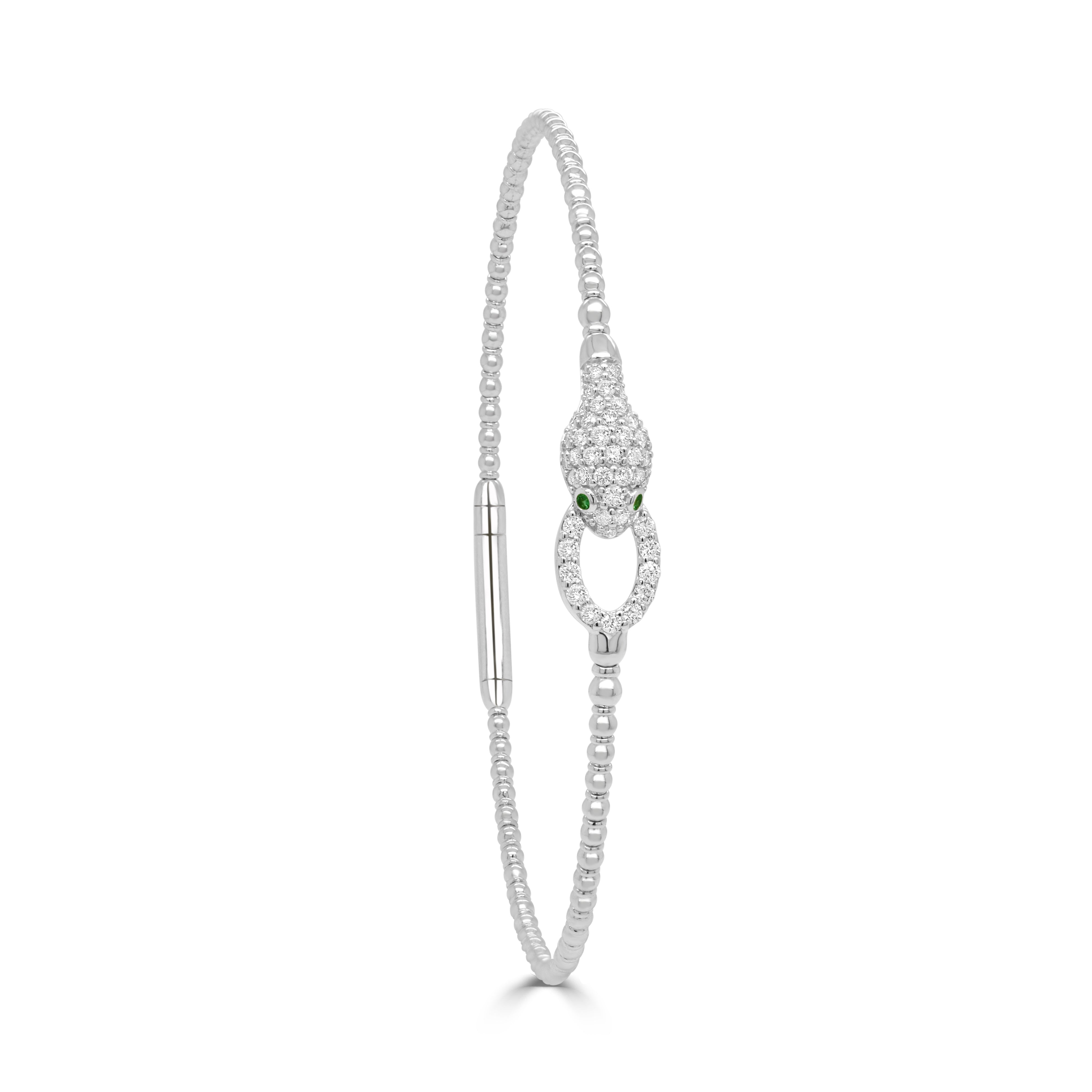 Diamond Emerald Snake Bangle