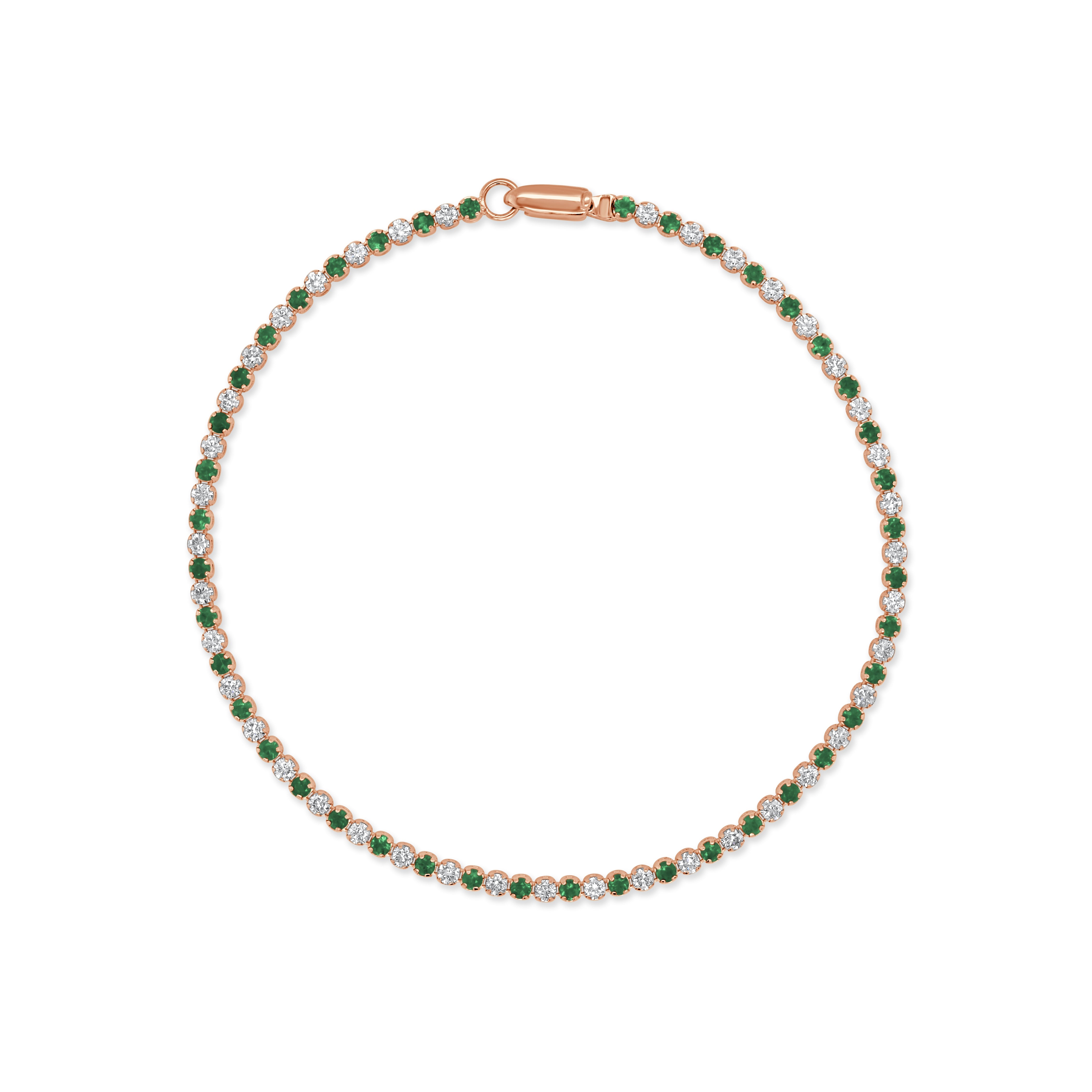 Emerald Diamond Alternating Tennis Bracelet