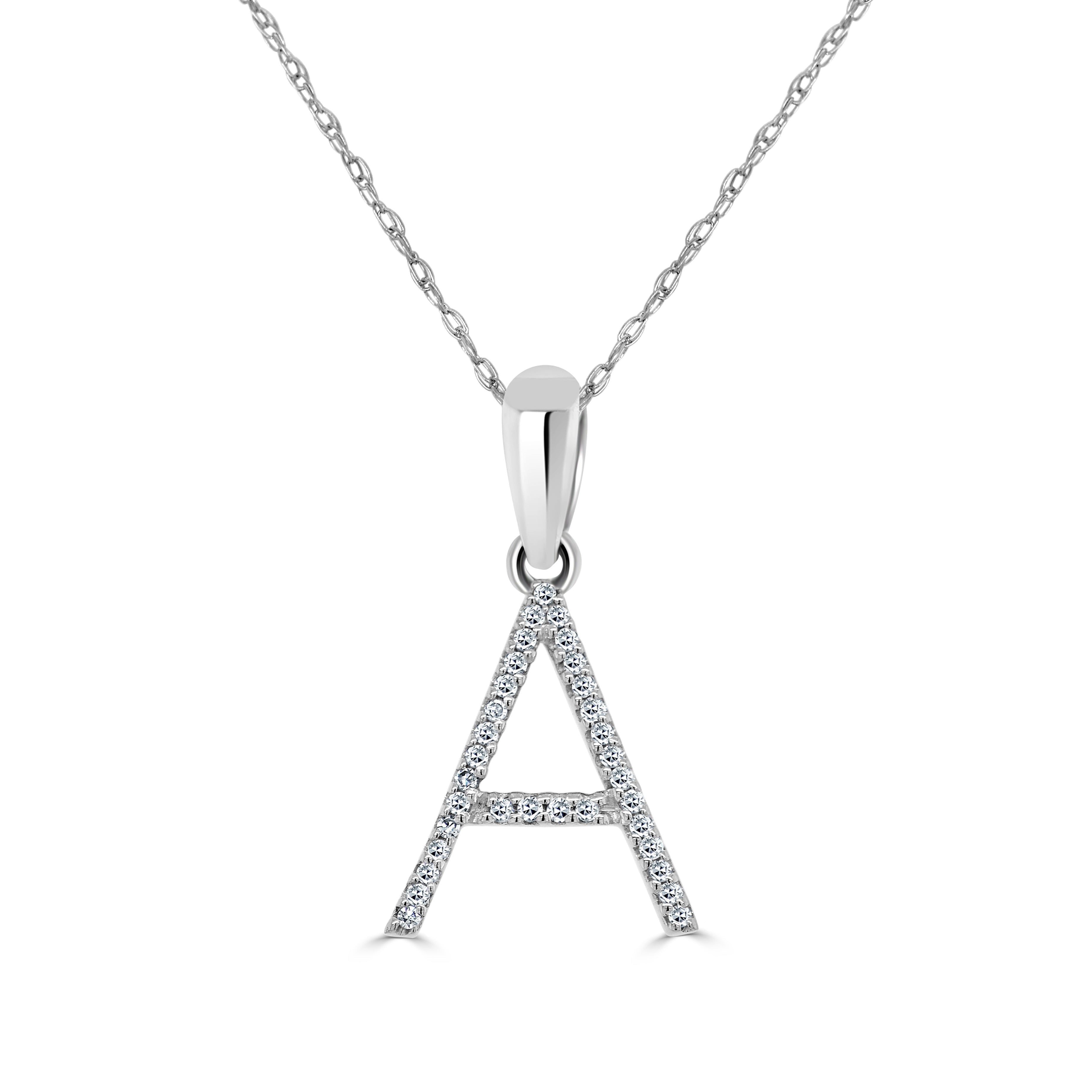 White Gold Diamond Initial Necklace