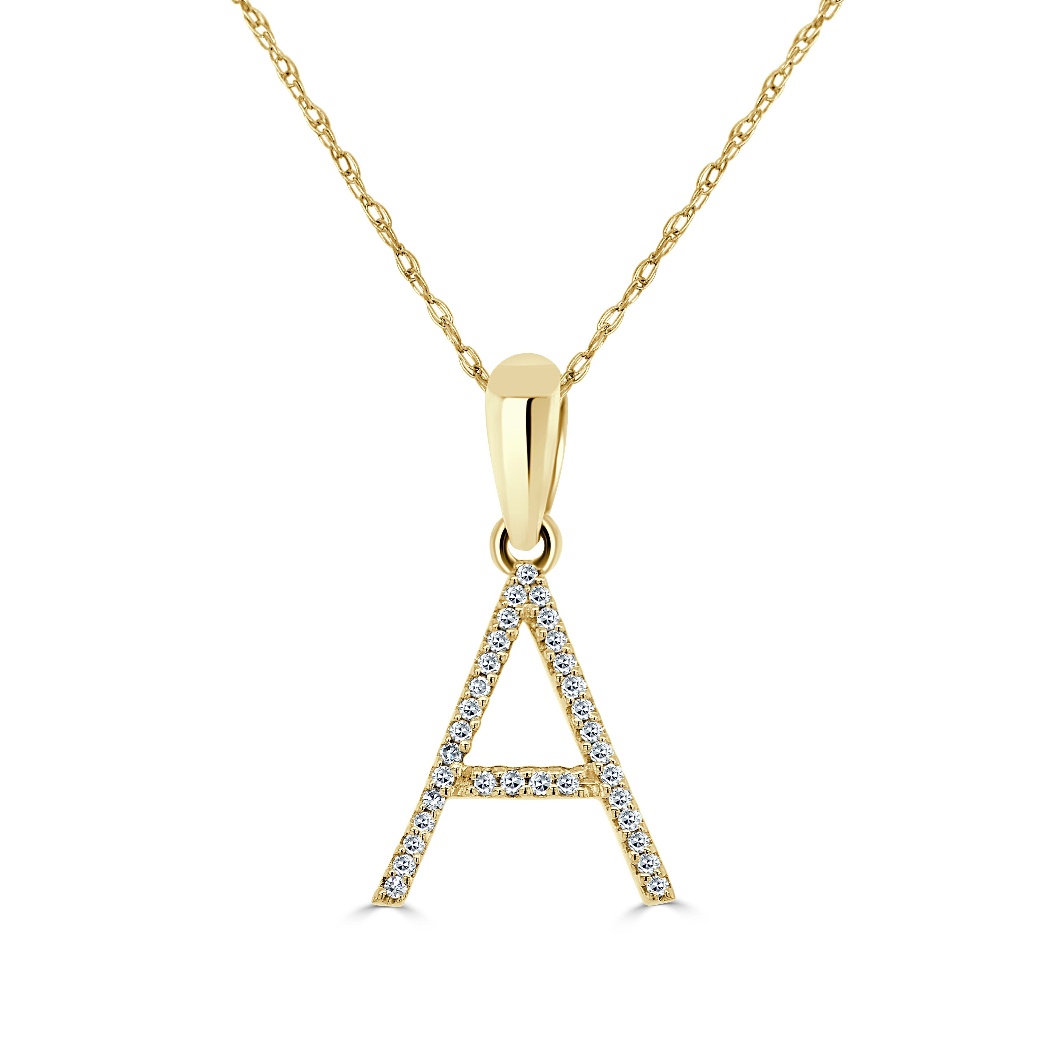 Yellow Gold Diamond Initial Necklace