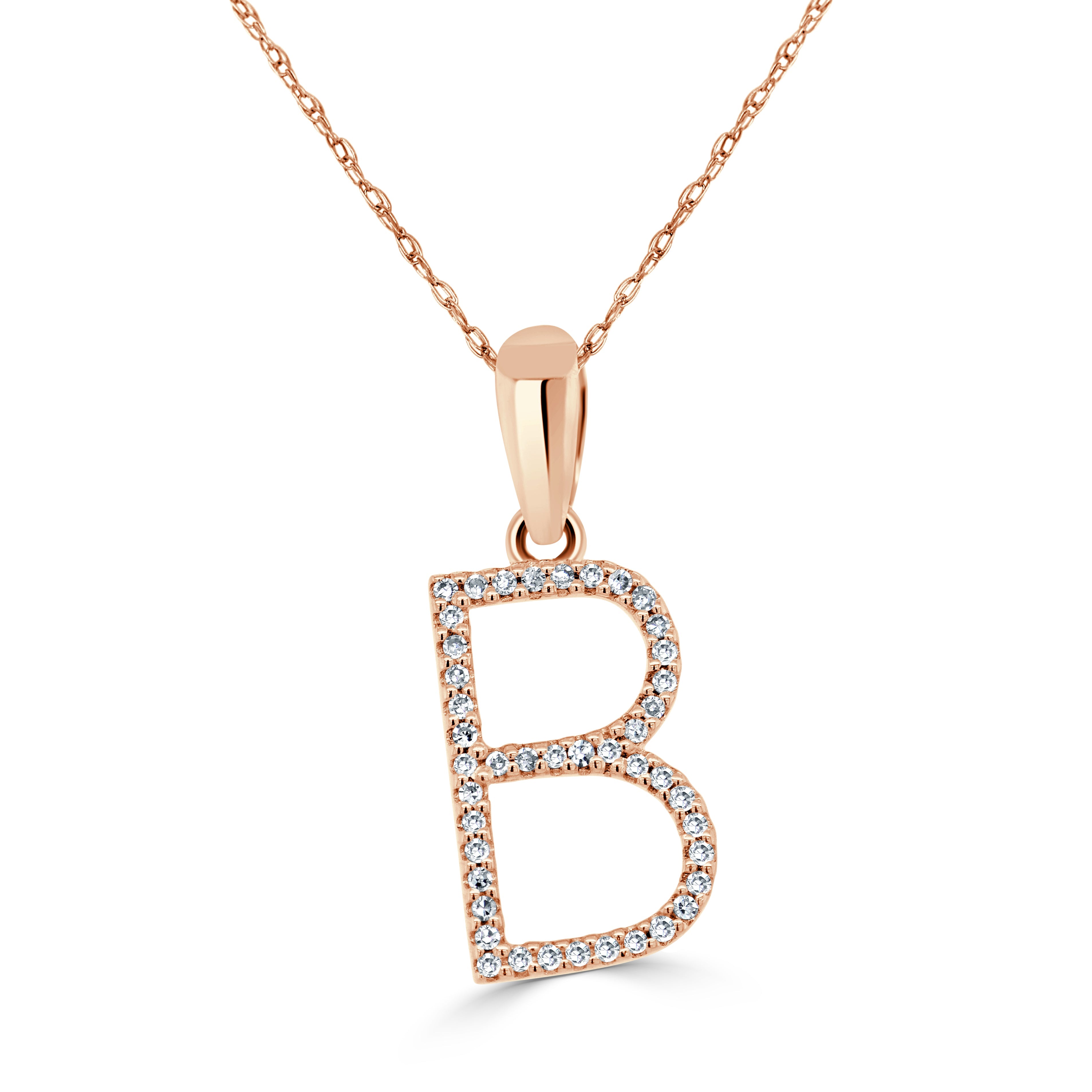 Rose Gold Diamond Initial Necklace