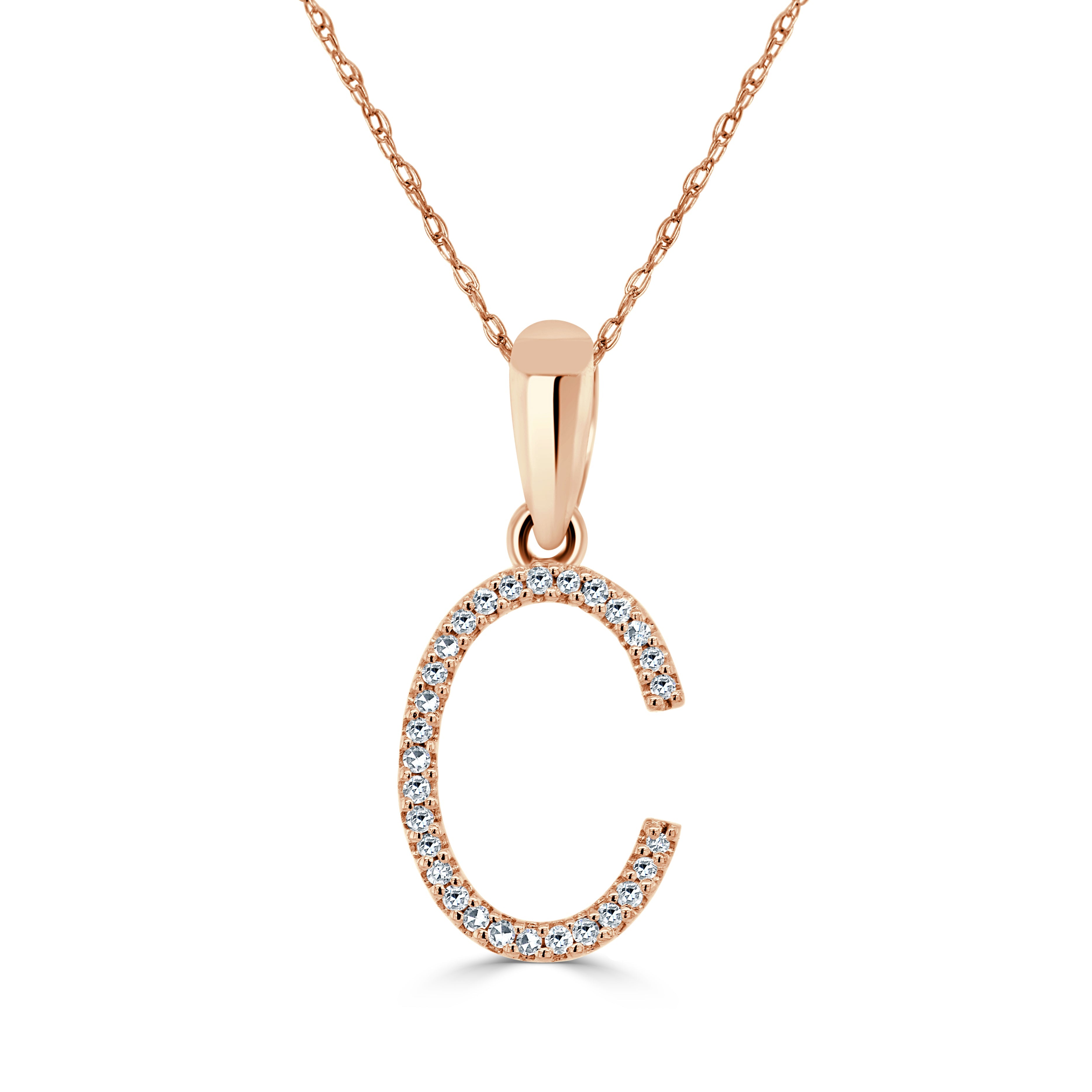 Rose Gold Diamond Initial Necklace