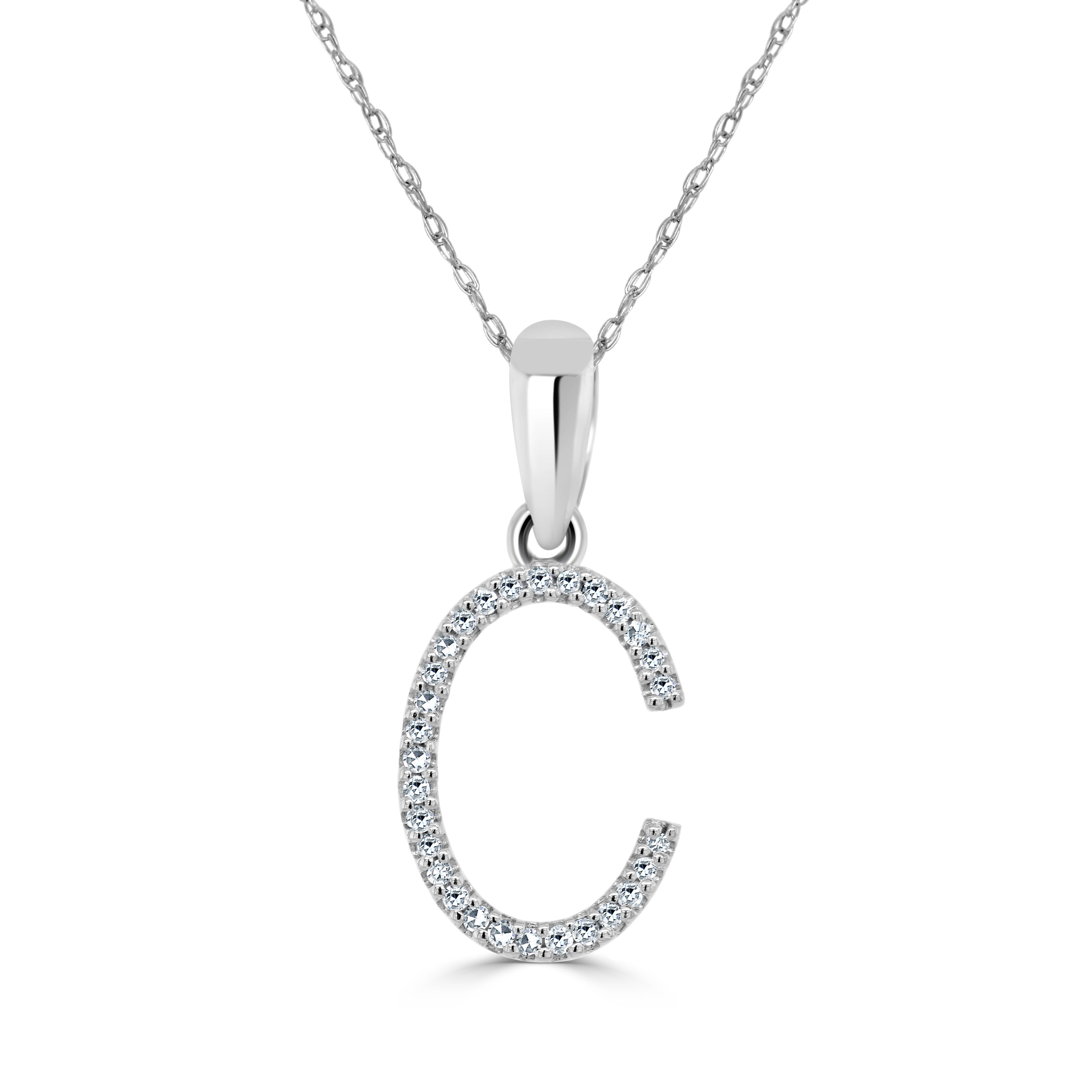 White Gold Diamond Initial Necklace