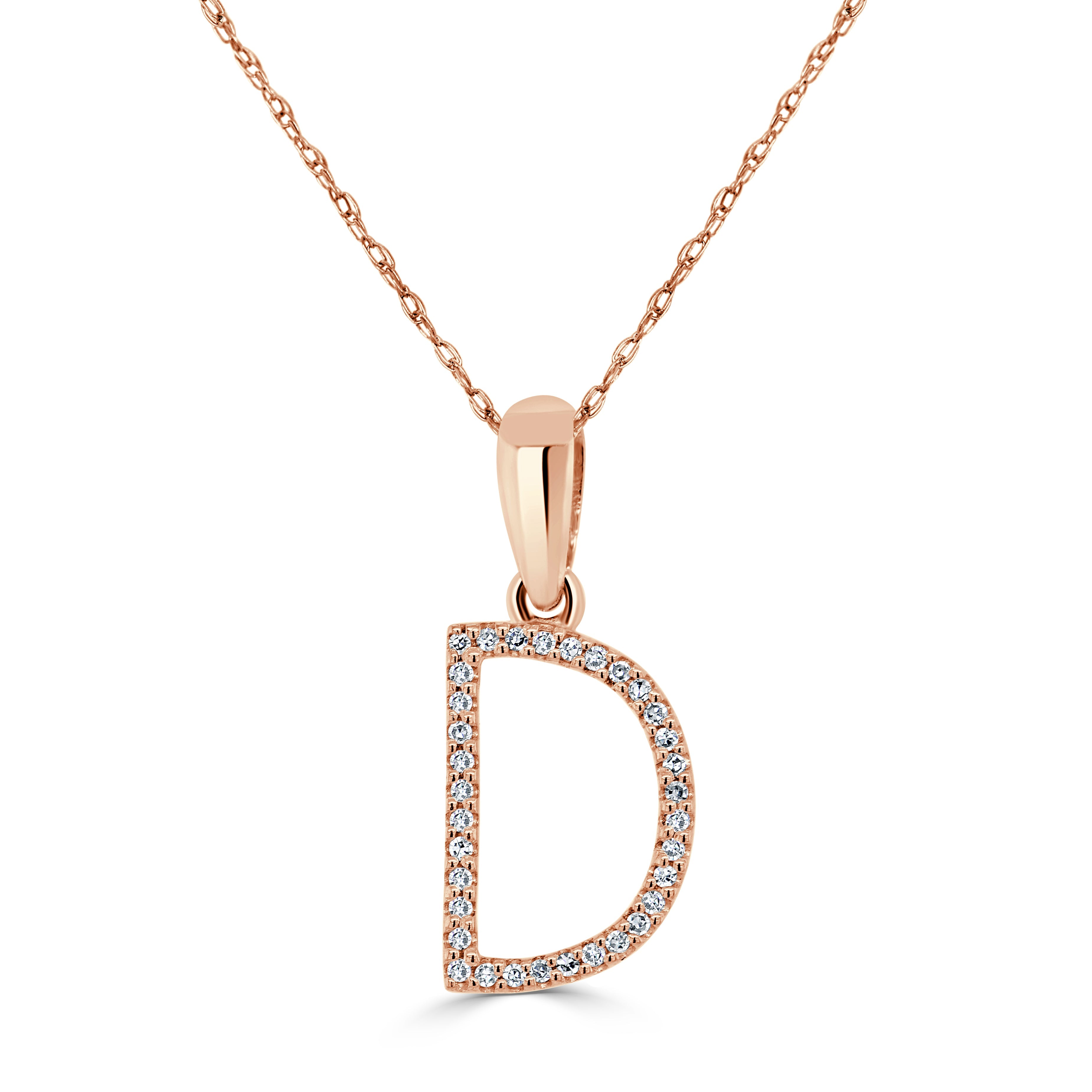 Rose Gold Diamond Initial Necklace