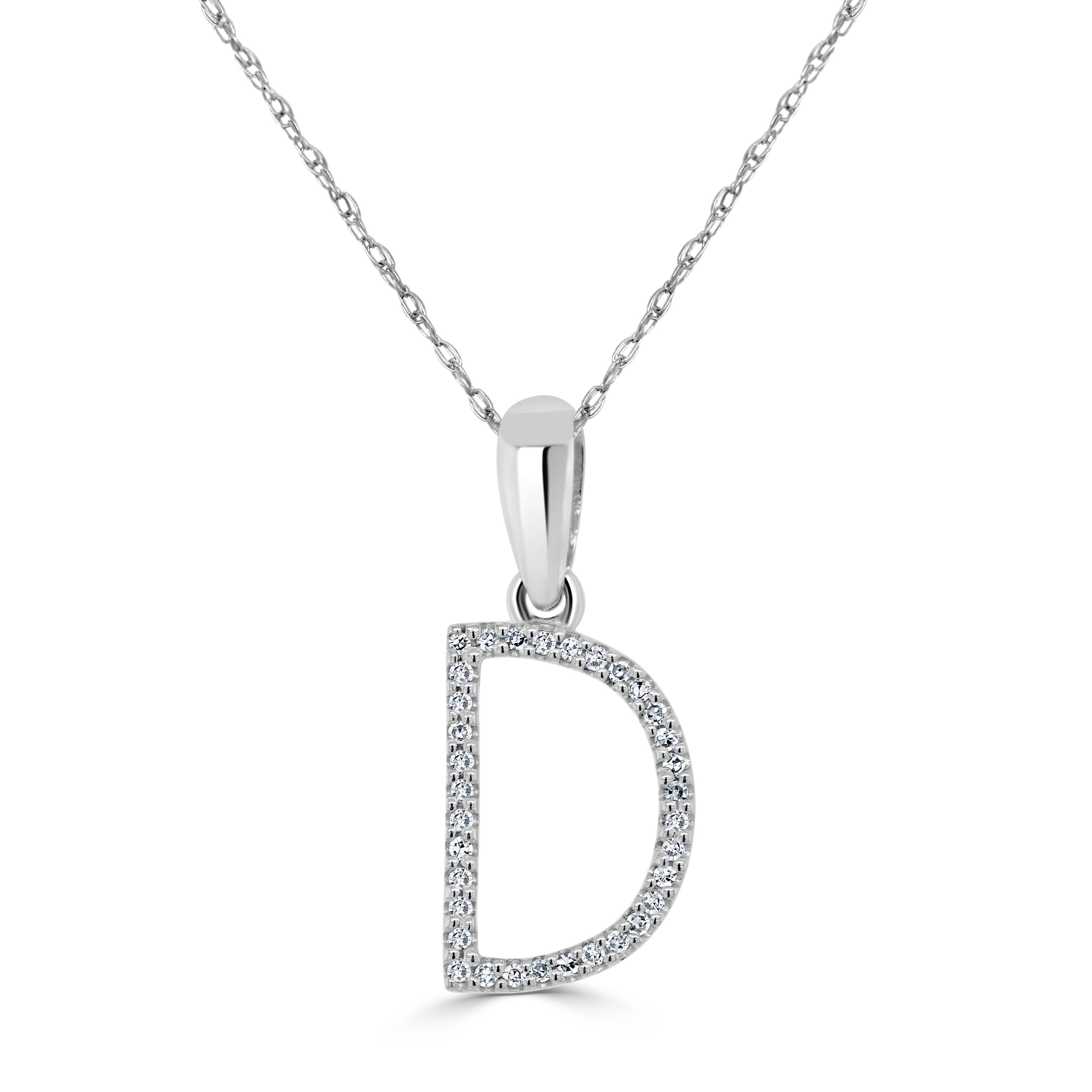 White Gold Diamond Initial Necklace