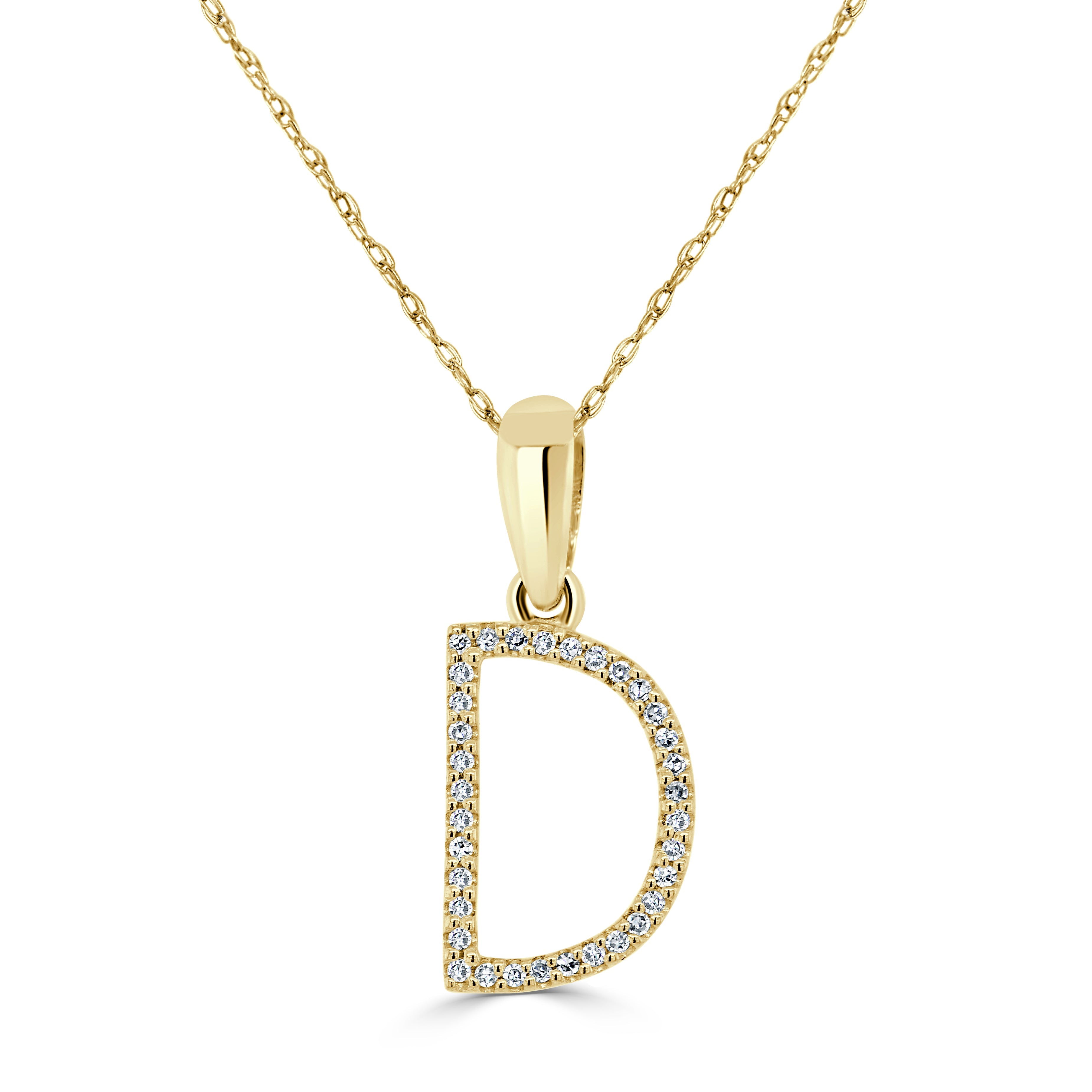 Yellow Gold Diamond Initial Necklace