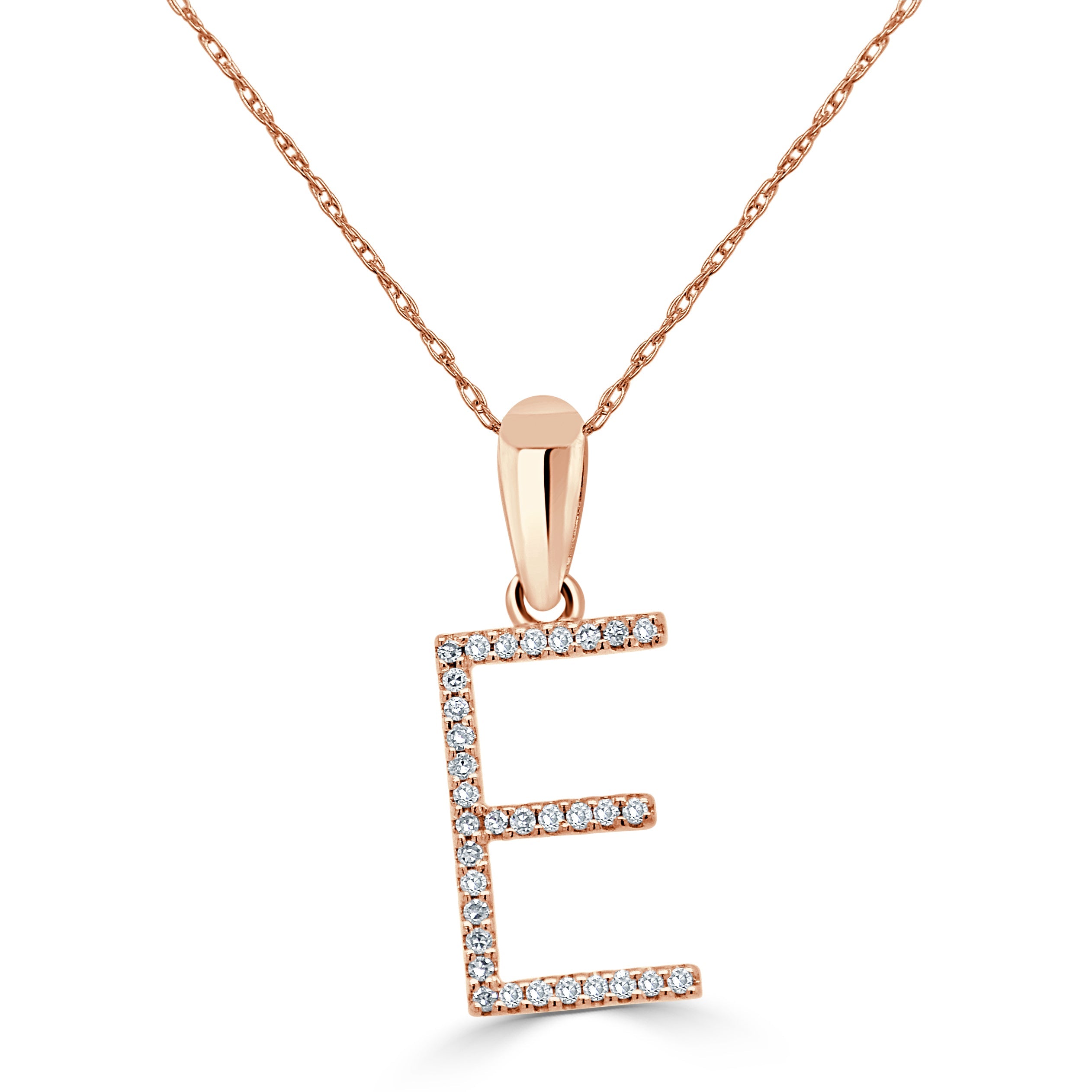 Rose Gold Diamond Initial Necklace