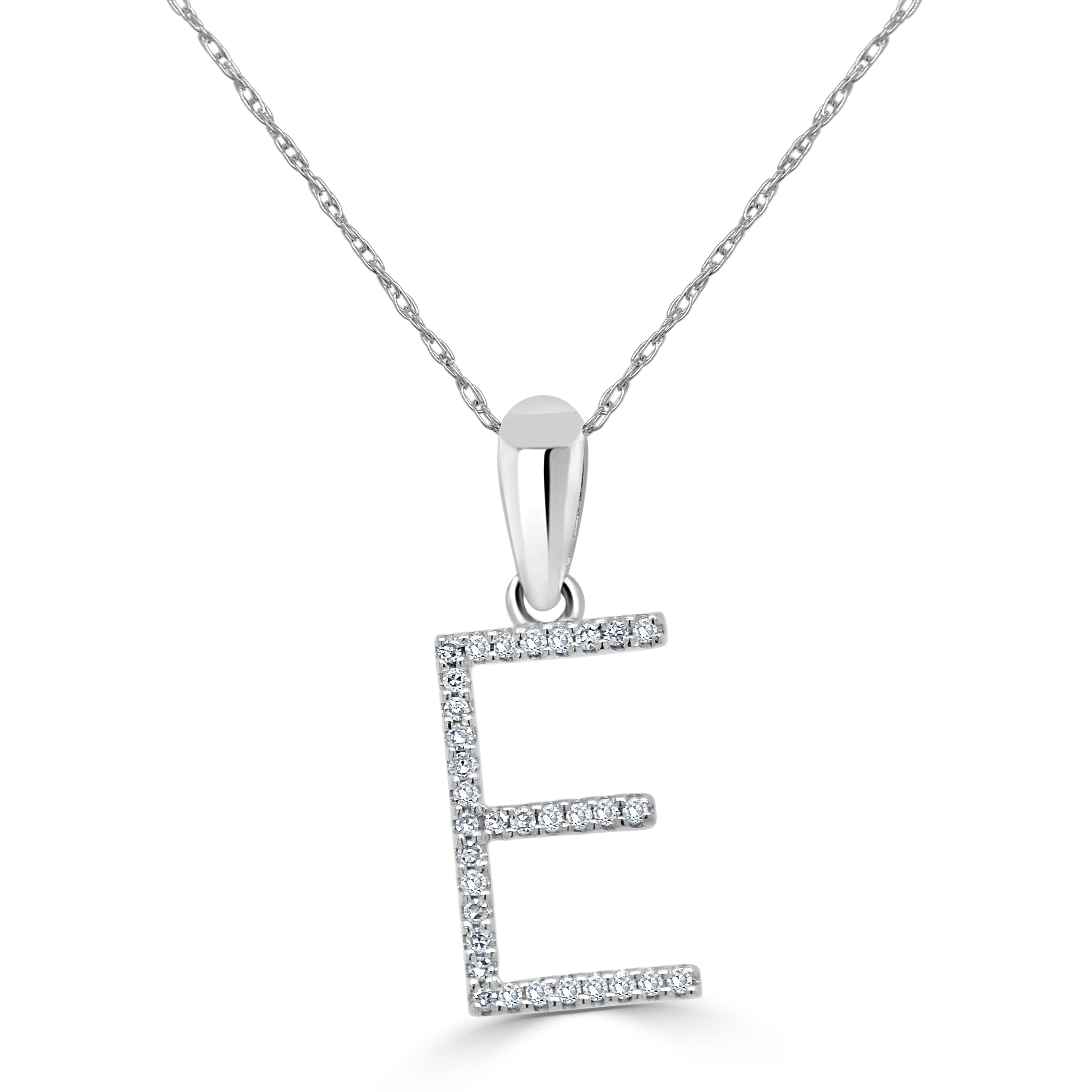 White Gold Diamond Initial Necklace